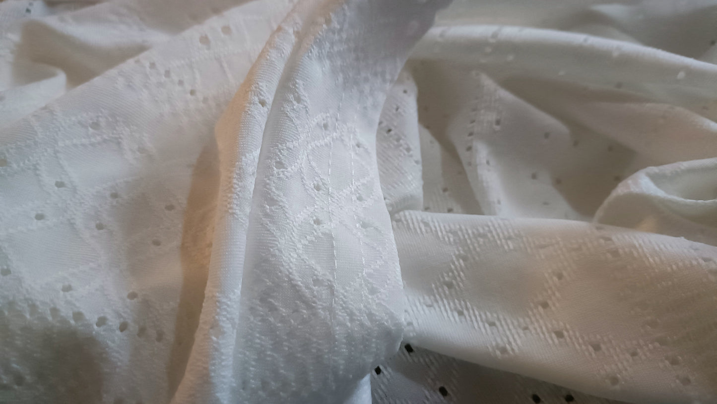 Off White Eyelet Embroidery Vest Top with Lace Trim