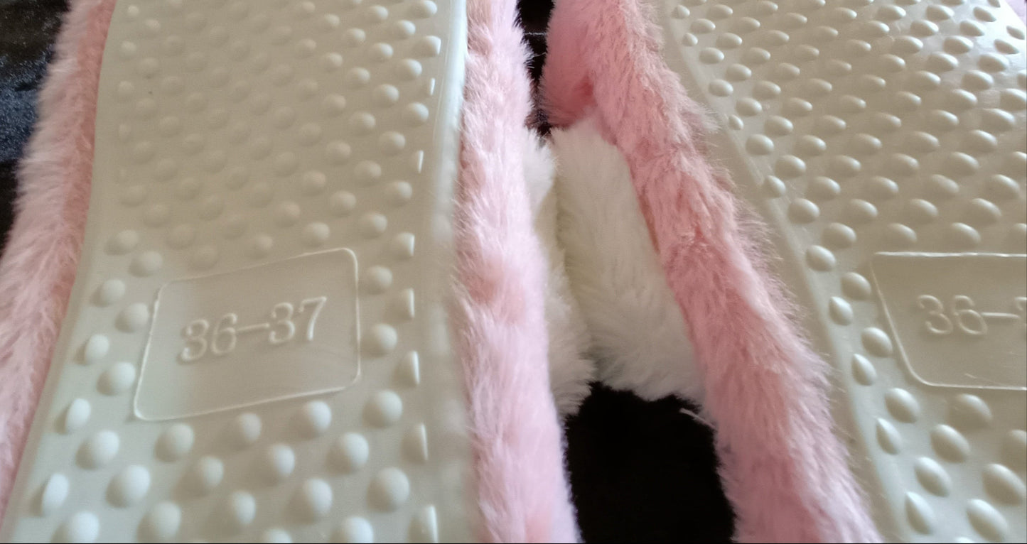Pink and White Slippers