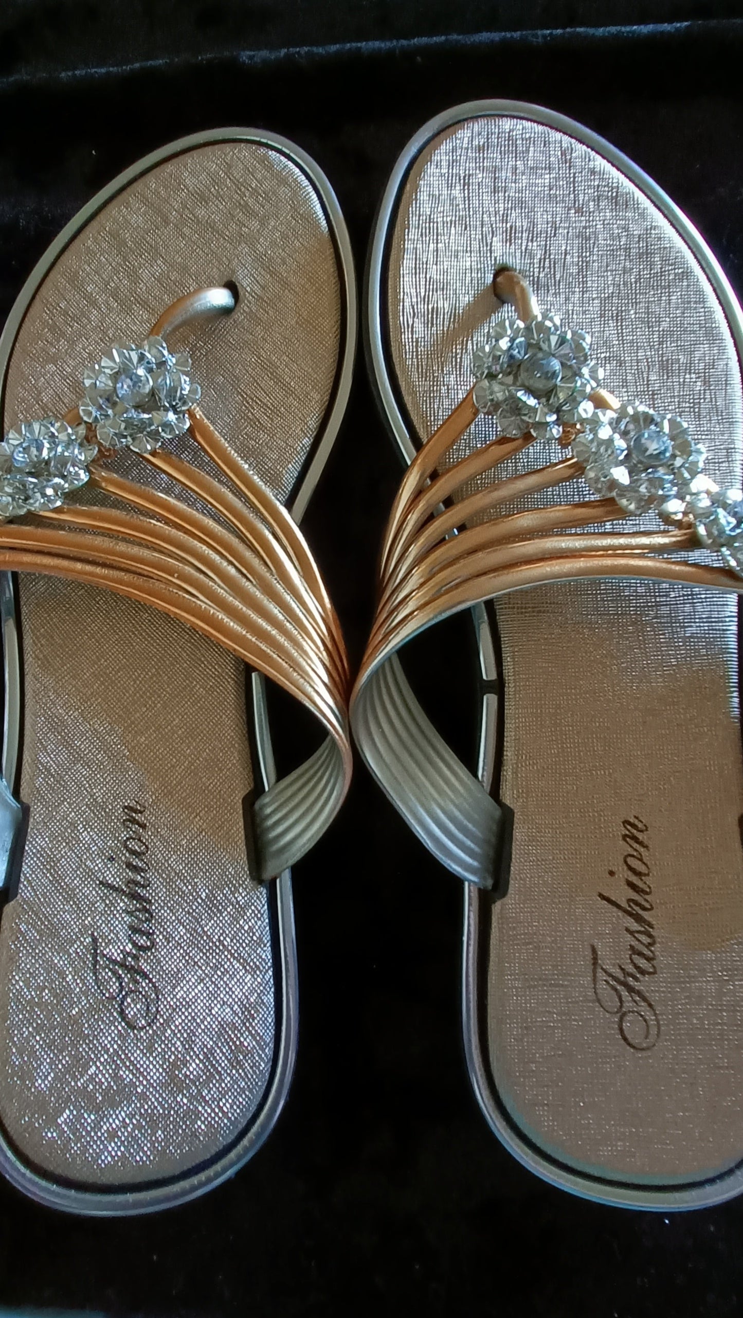 Summer Flip Flop Sandals with Rhinestone Flower Detail