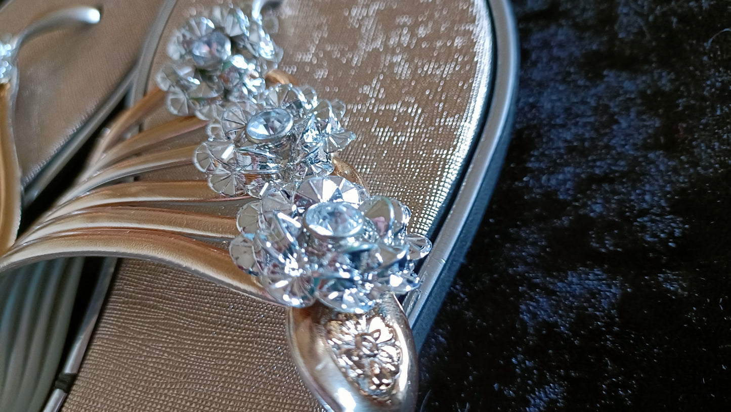 Summer Flip Flop Sandals with Rhinestone Flower Detail