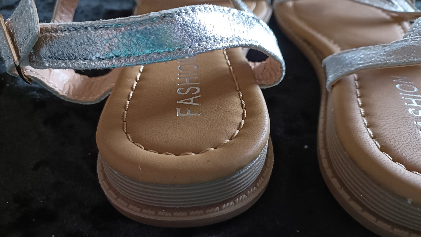 Silver T Bar Sandals