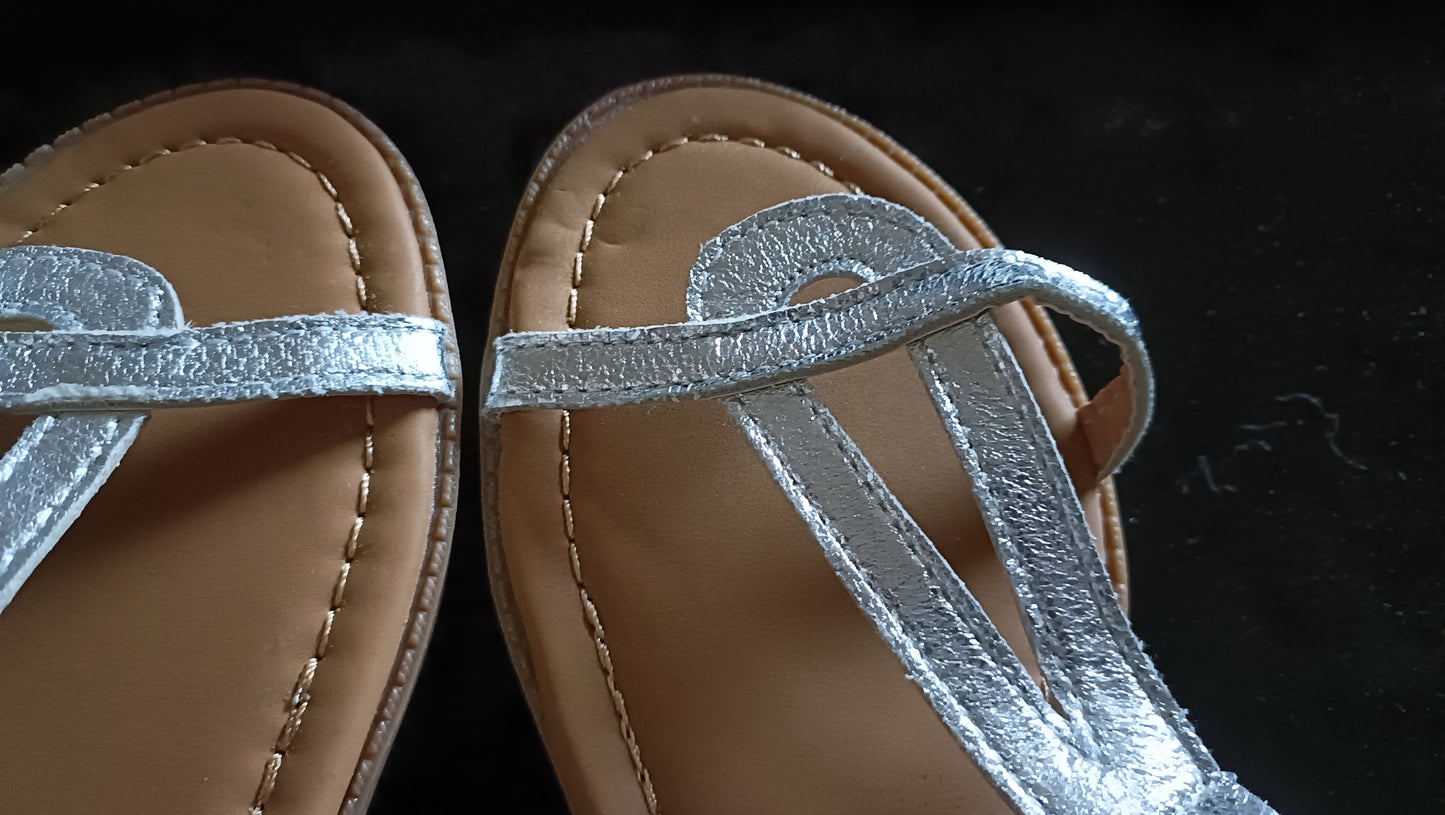 Silver T Bar Sandals