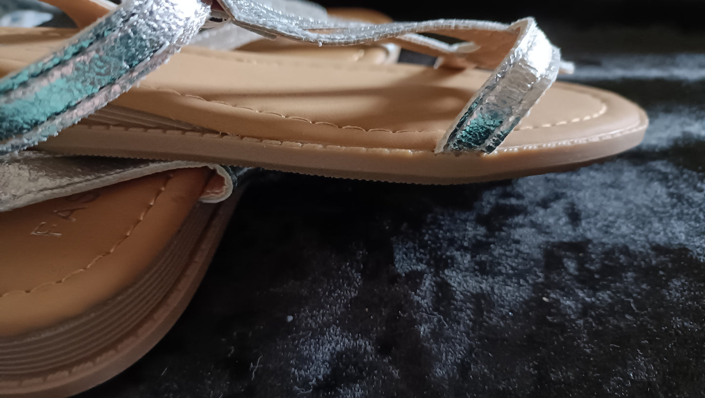 Silver T Bar Sandals