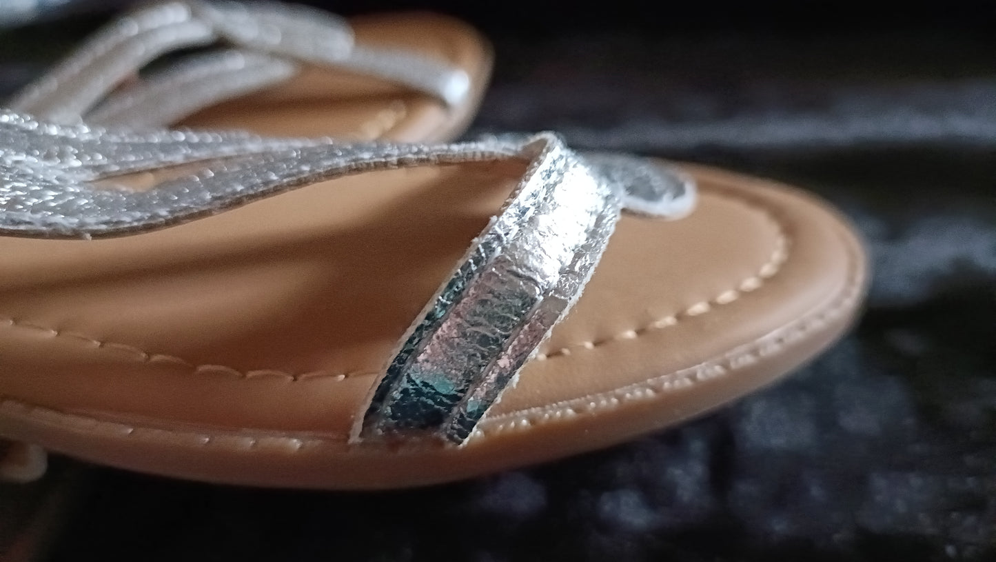 Silver T Bar Sandals