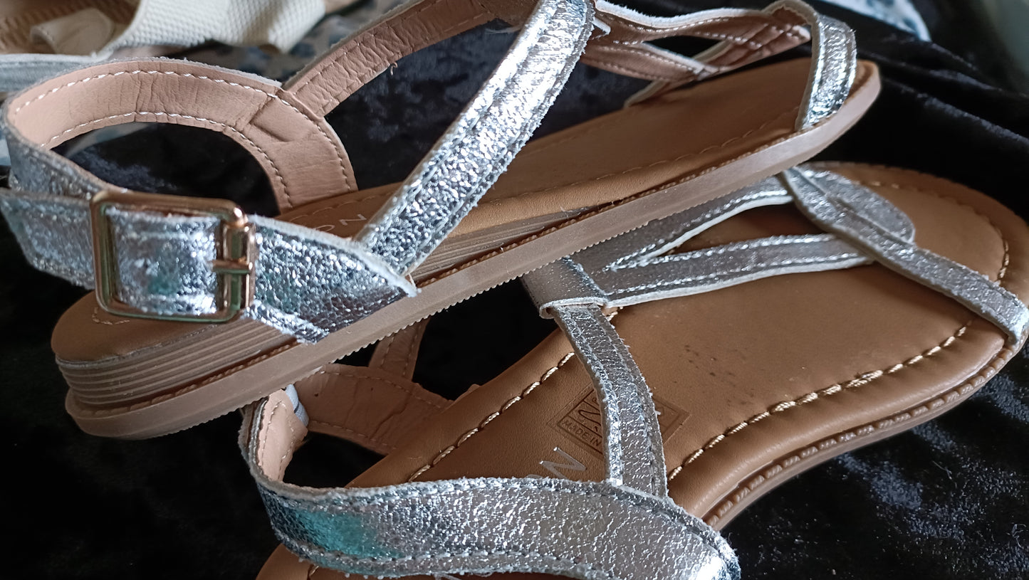 Silver T Bar Sandals