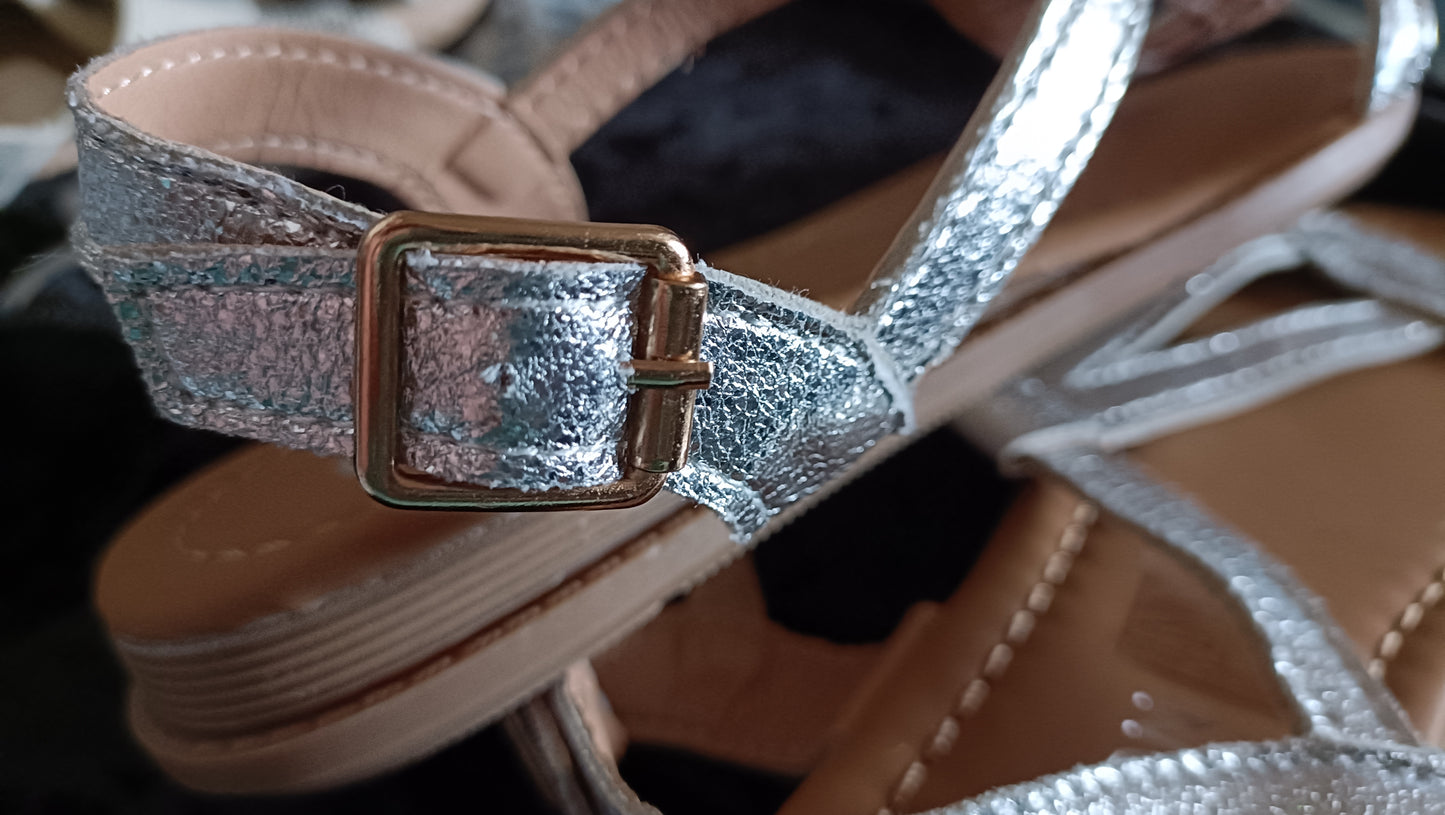 Silver T Bar Sandals