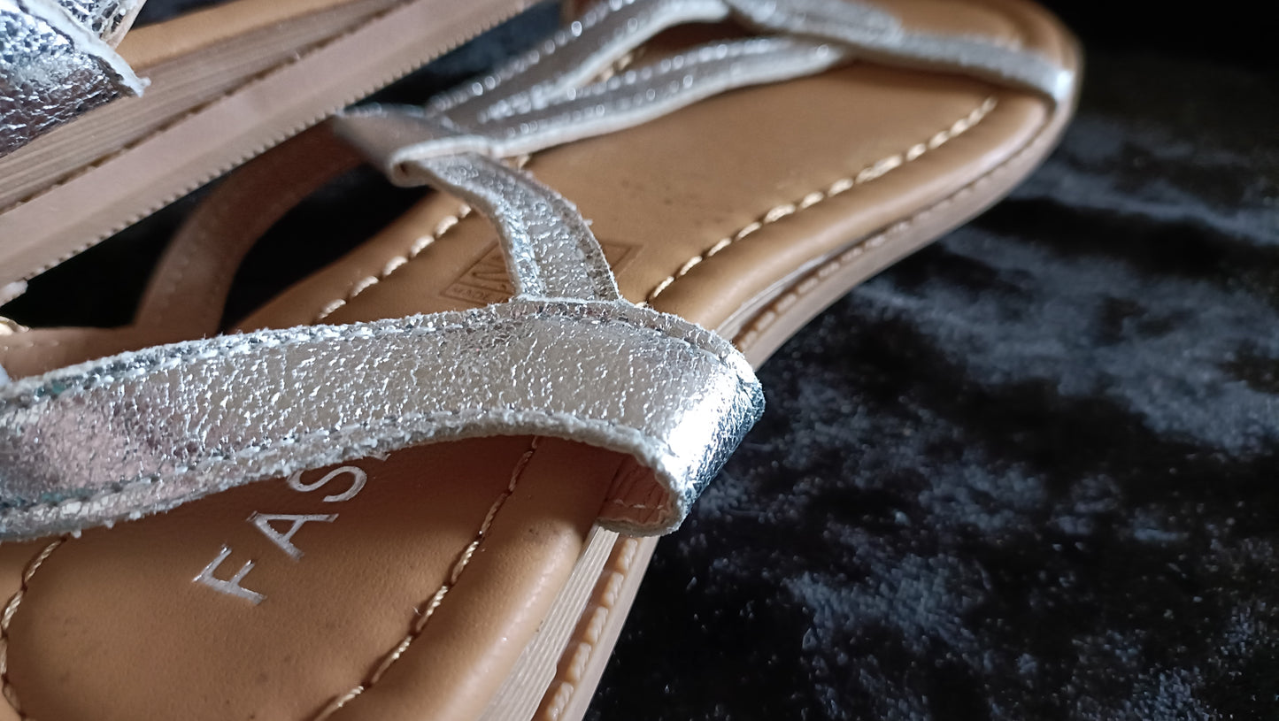 Silver T Bar Sandals
