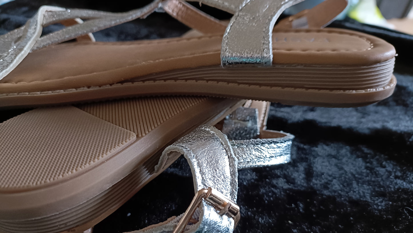 Silver T Bar Sandals