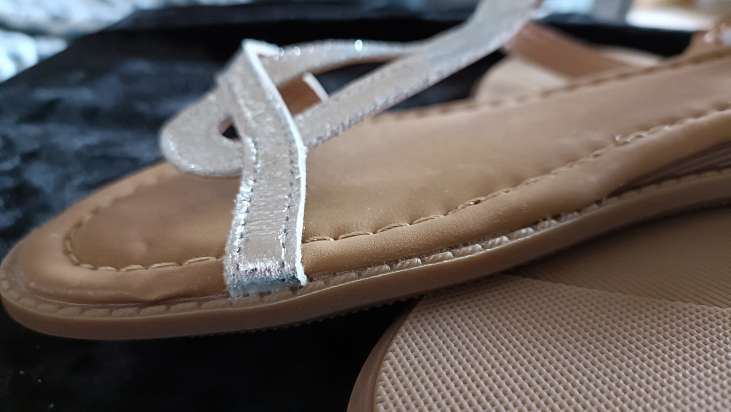 Silver T Bar Sandals