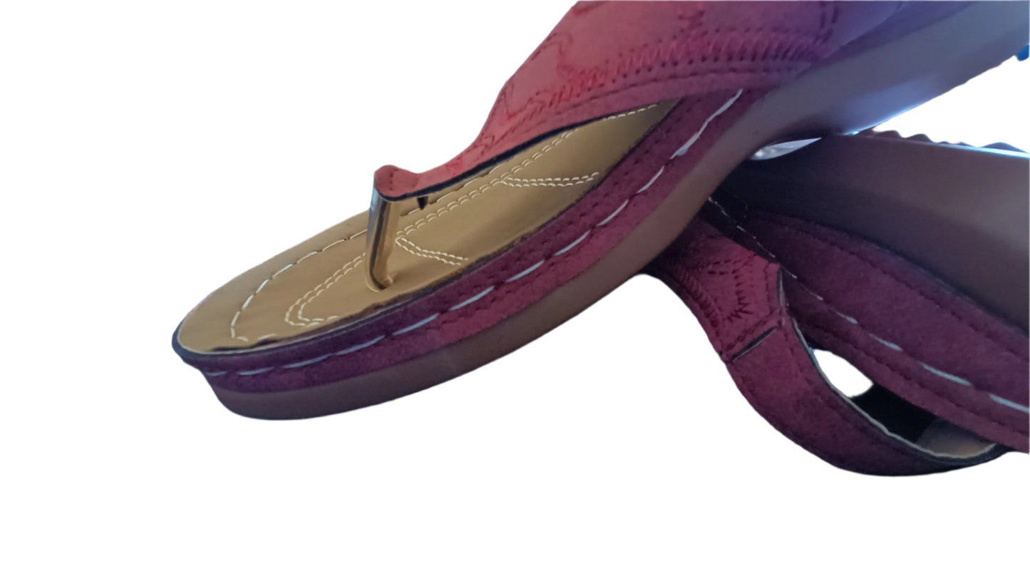 Dark Red/Wine Toe Post Sandals
