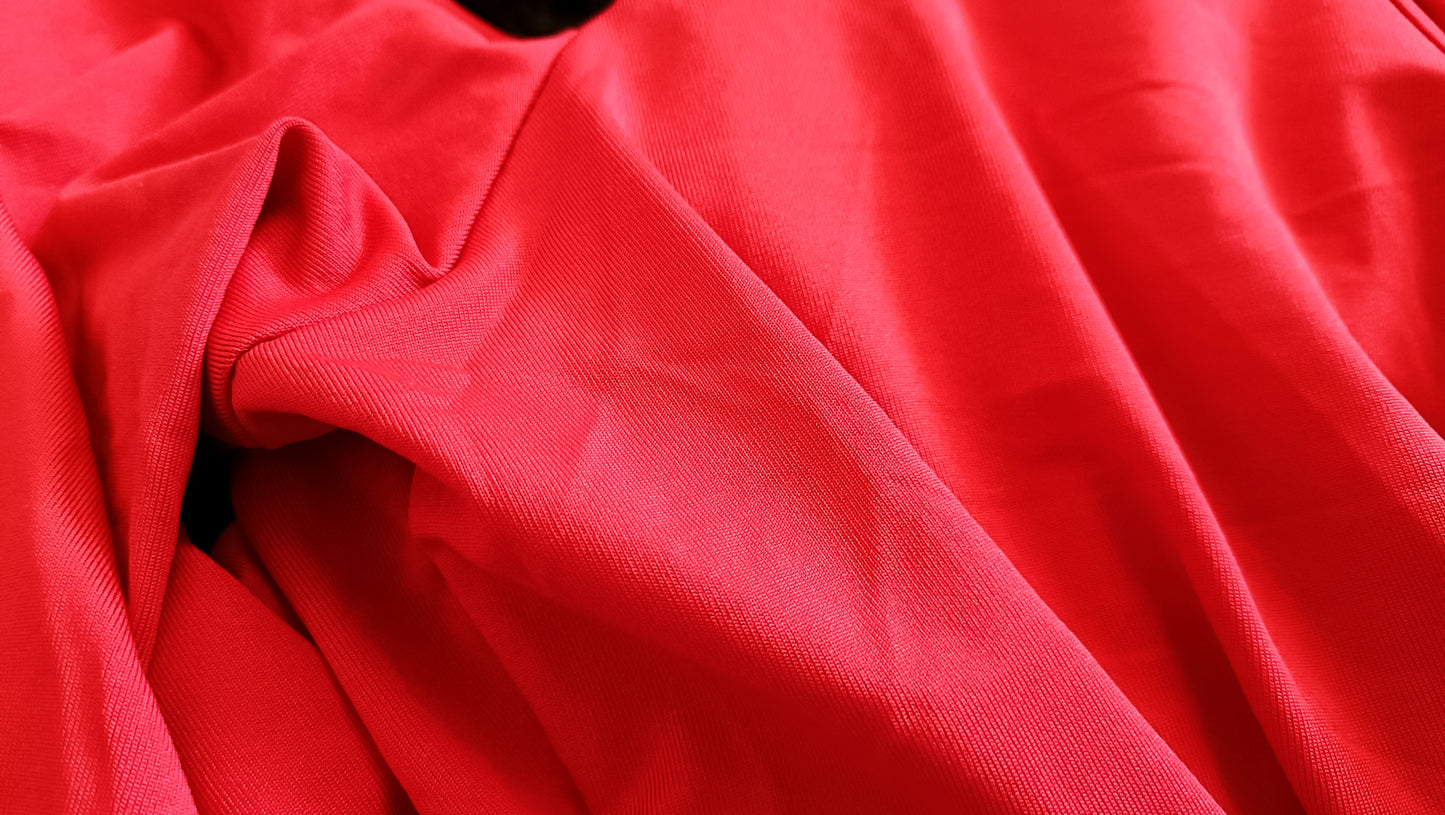 Red V-neck Cold Shoulder Top