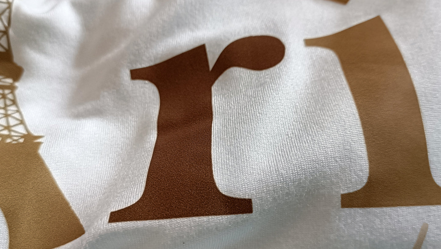 White T Shirt with Paris Motif