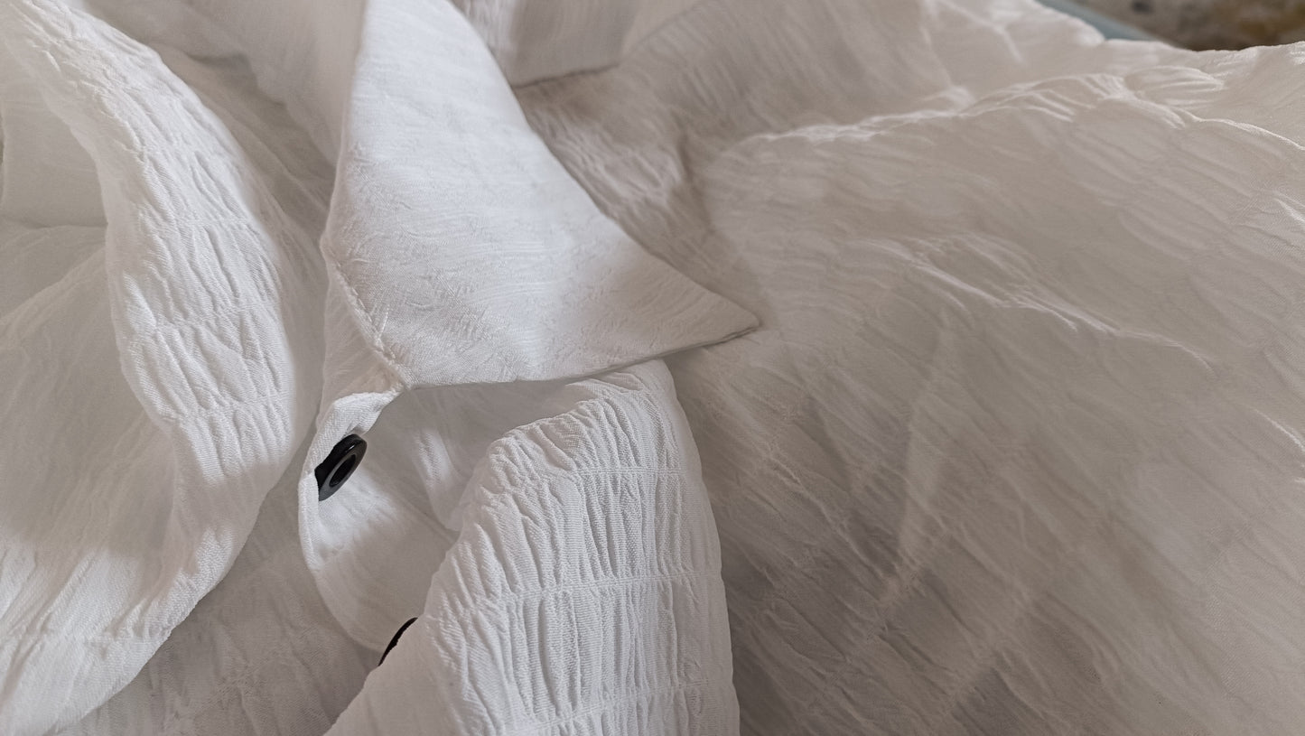 White Button Through Textured Shirt