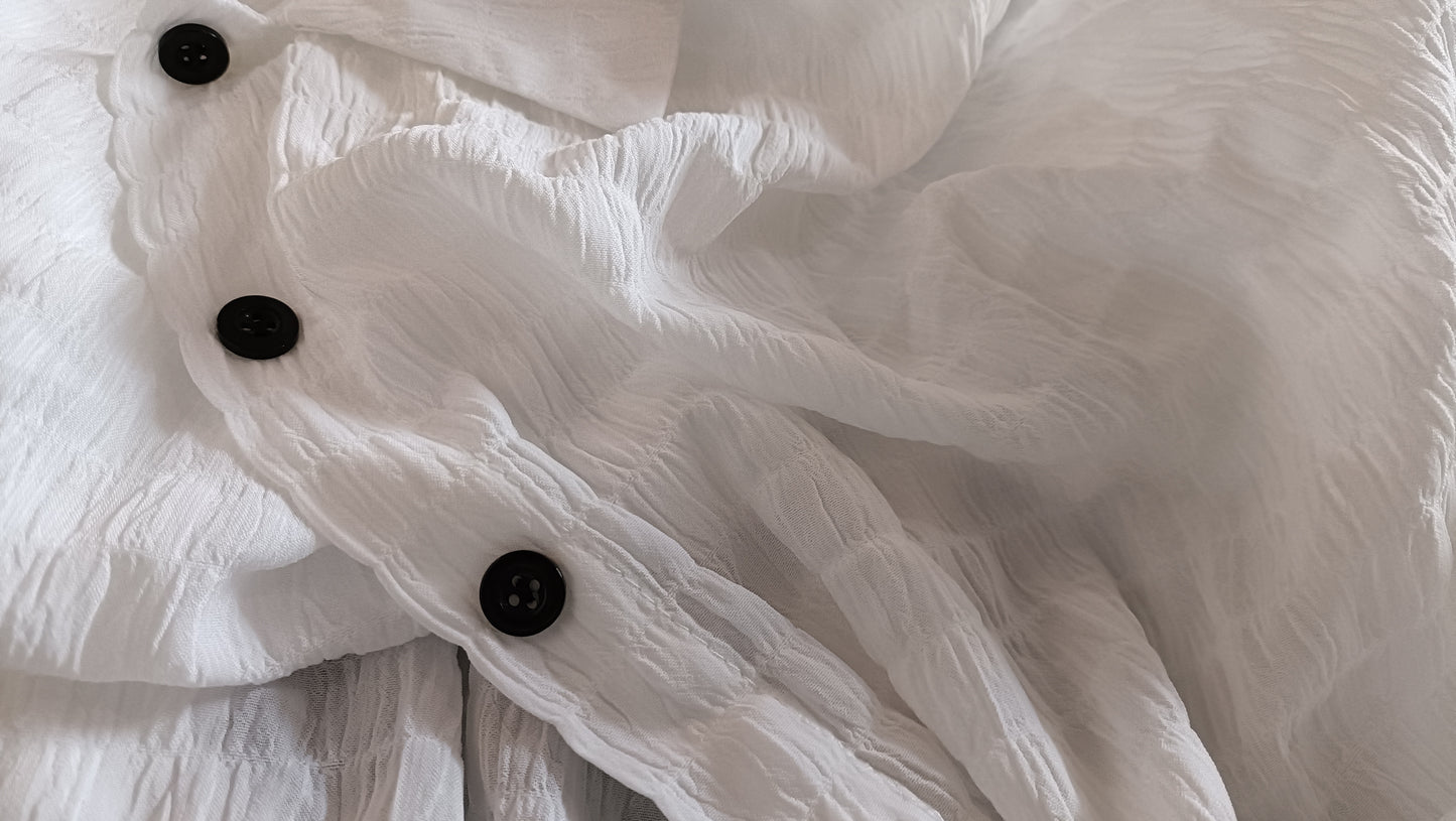 White Button Through Textured Shirt