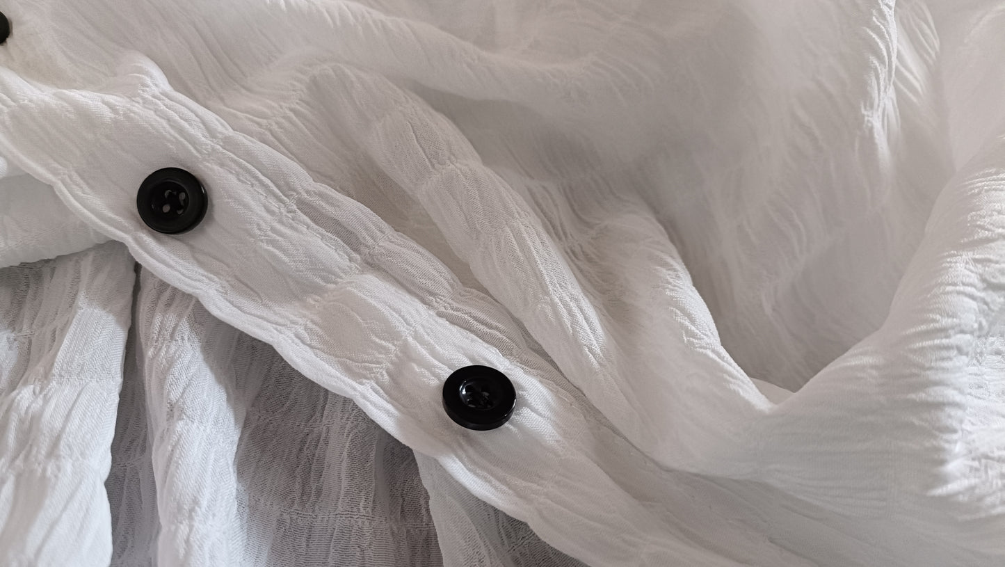 White Button Through Textured Shirt
