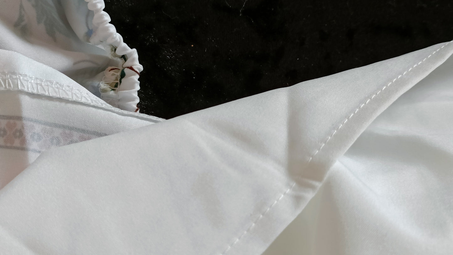 White Bardot Style Top with Floral Frill