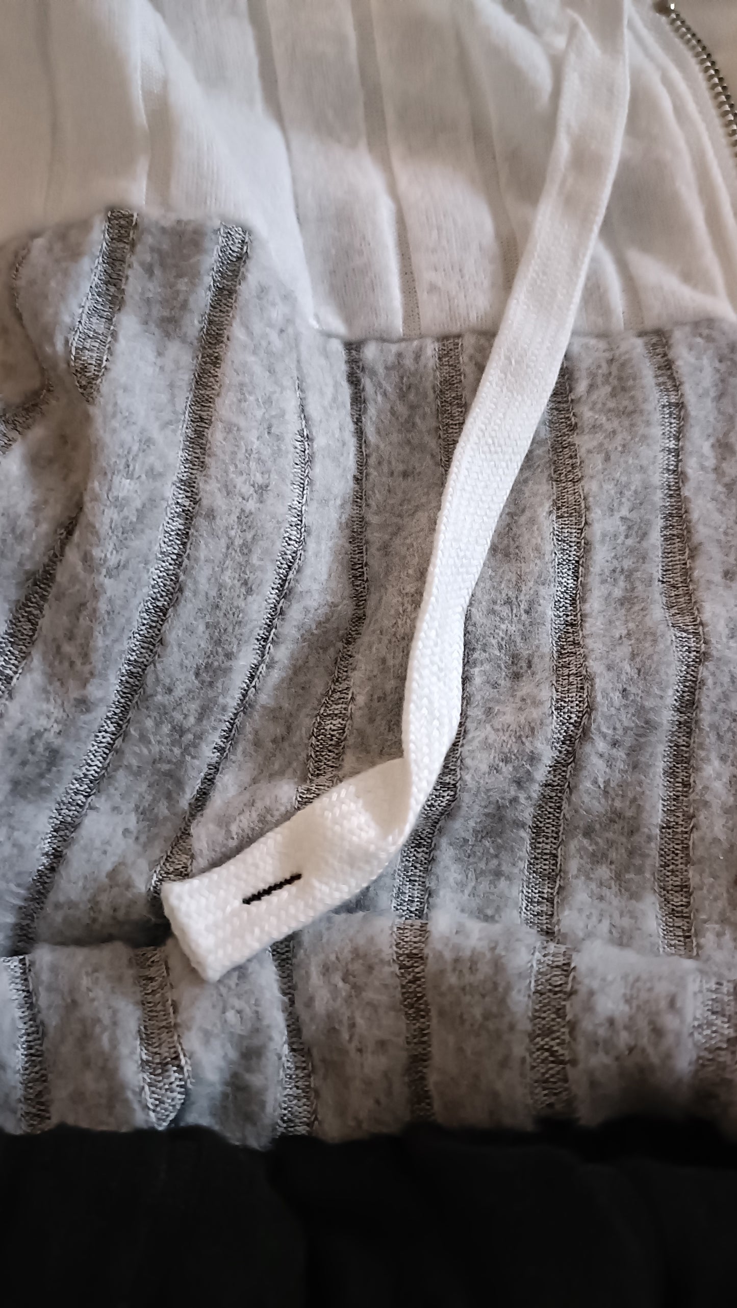 Black, White and Grey Block Stripe Half Zip Hoodie