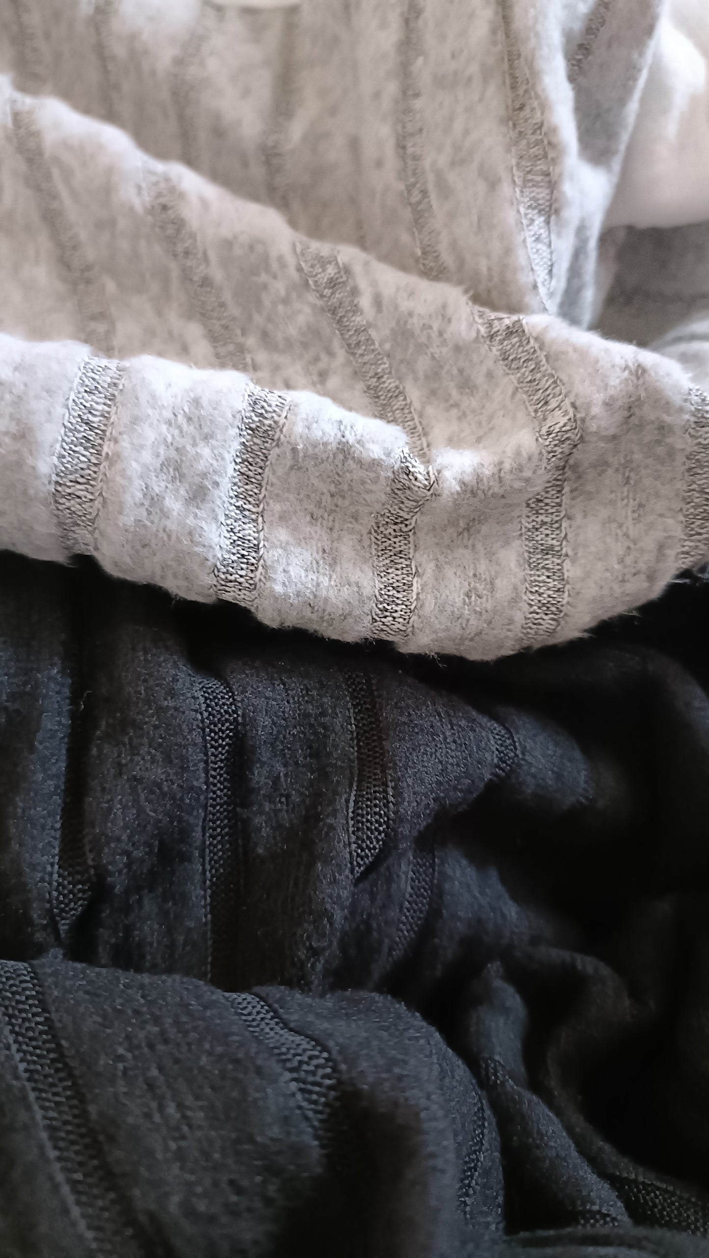 Black, White and Grey Block Stripe Half Zip Hoodie