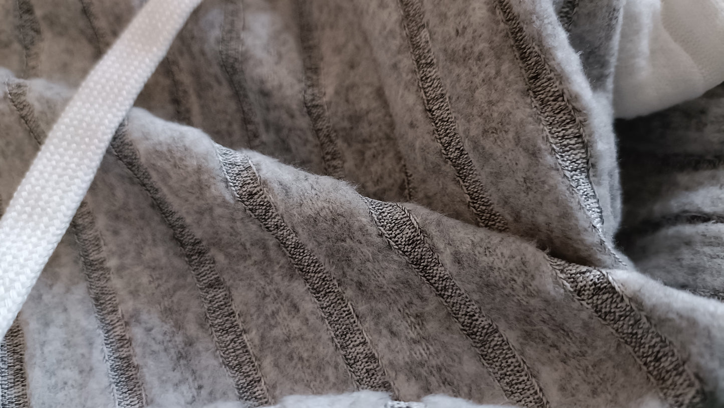 Black, White and Grey Block Stripe Half Zip Hoodie