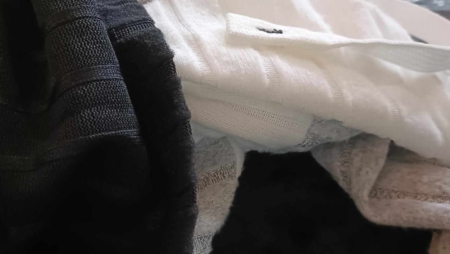 Black, White and Grey Block Stripe Half Zip Hoodie