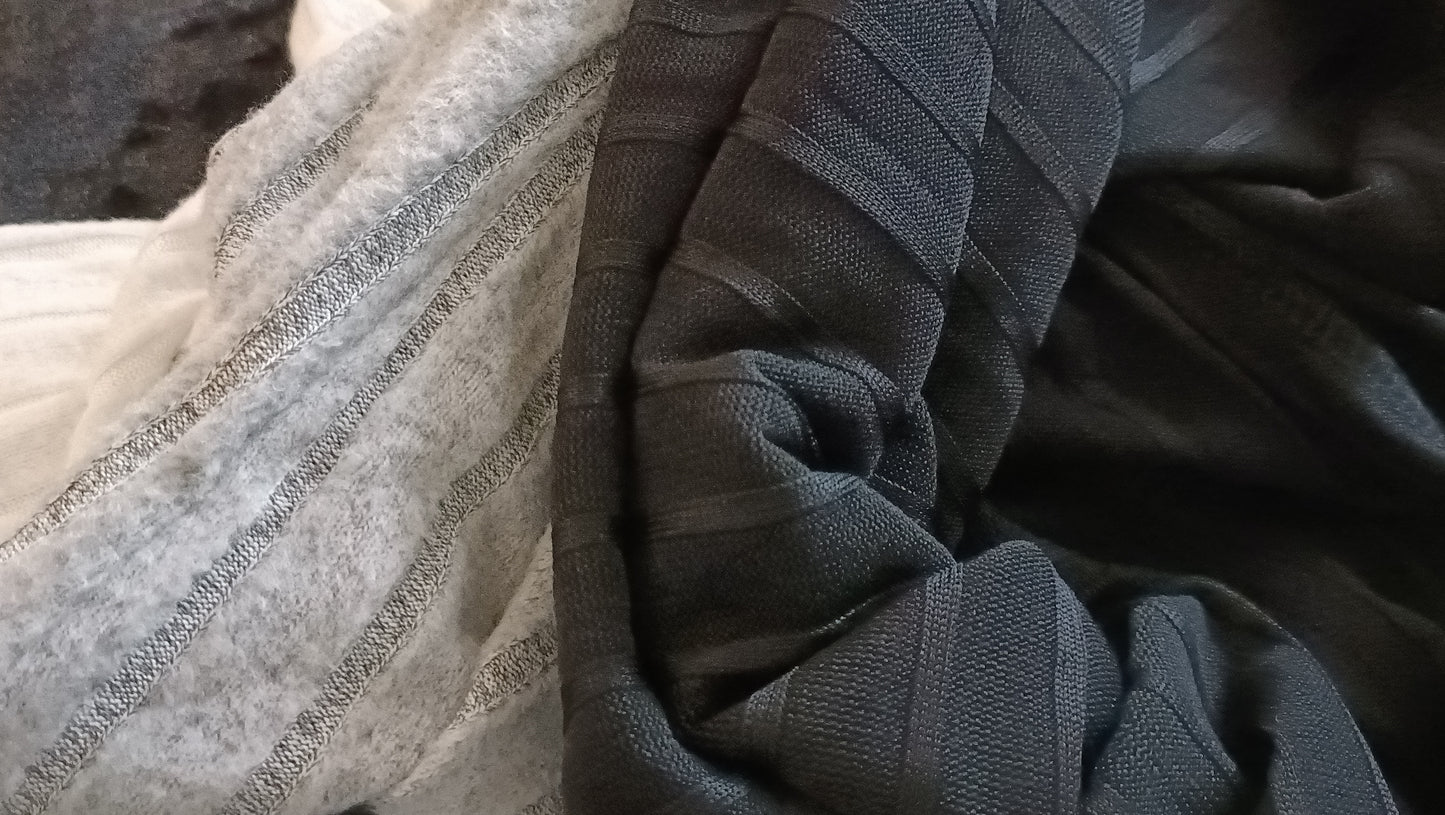 Black, White and Grey Block Stripe Half Zip Hoodie
