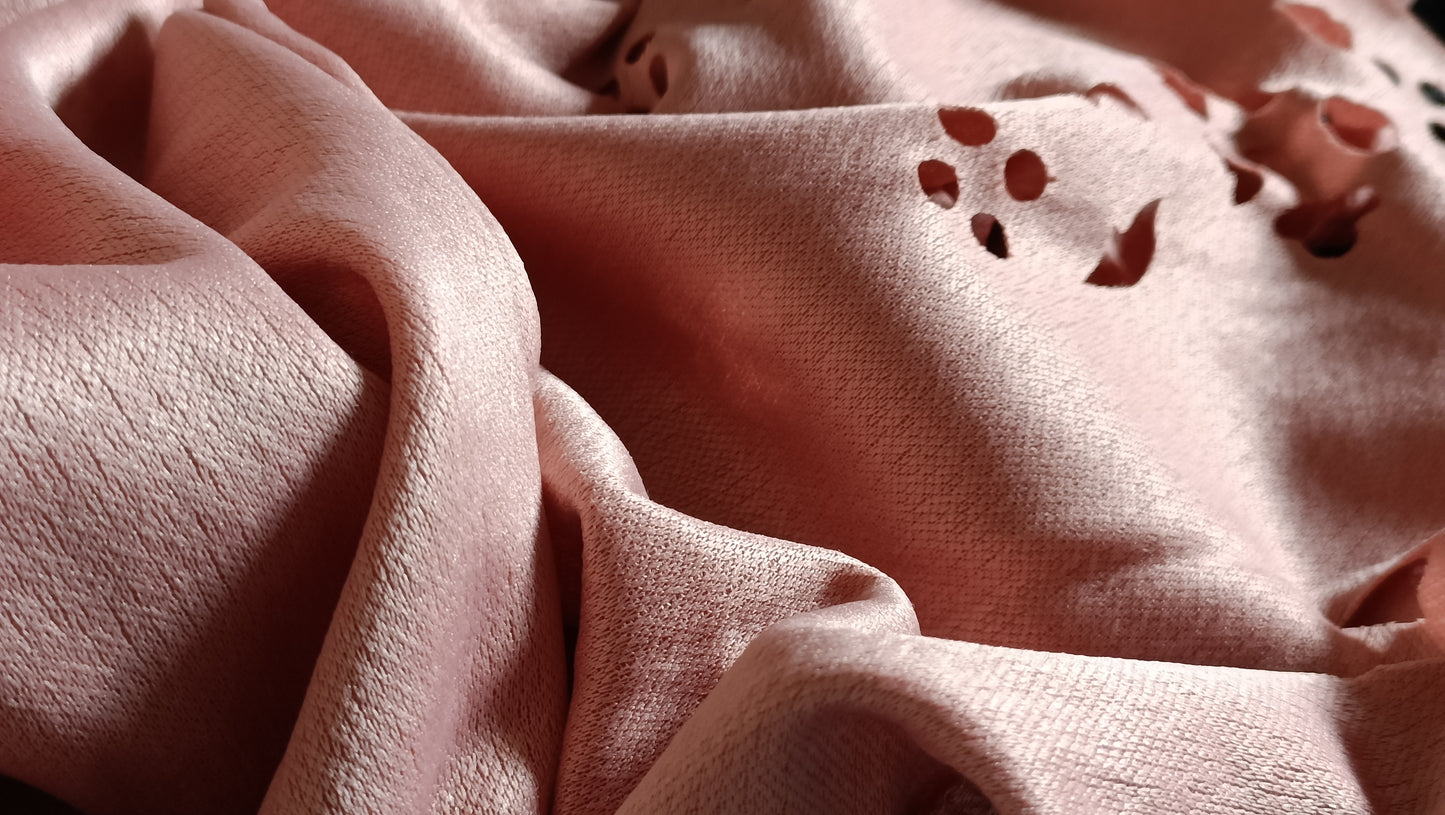 Dark Peach Short Sleeve Top with Scalloped Hem and Cut Out Detail