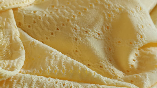 Vibrant Yellow Eyelet Embroidery Top with Tie Ruched Sleeve Detail