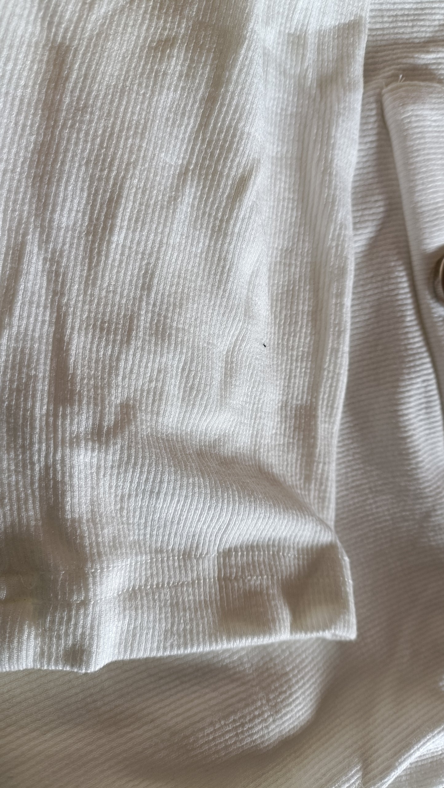 White Long Sleeve Top with Metal Button Detail
