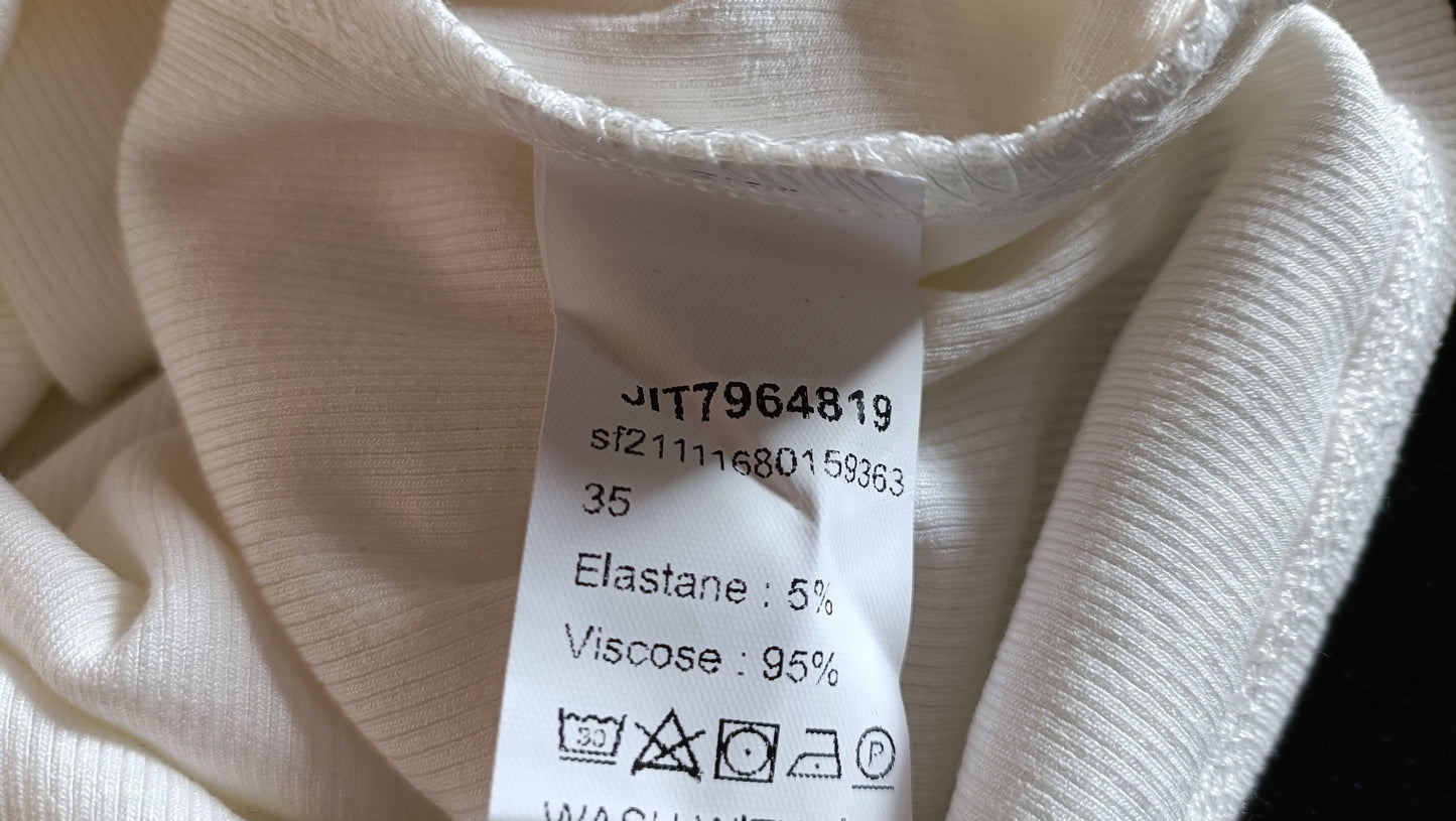 White Long Sleeve Top with Metal Button Detail