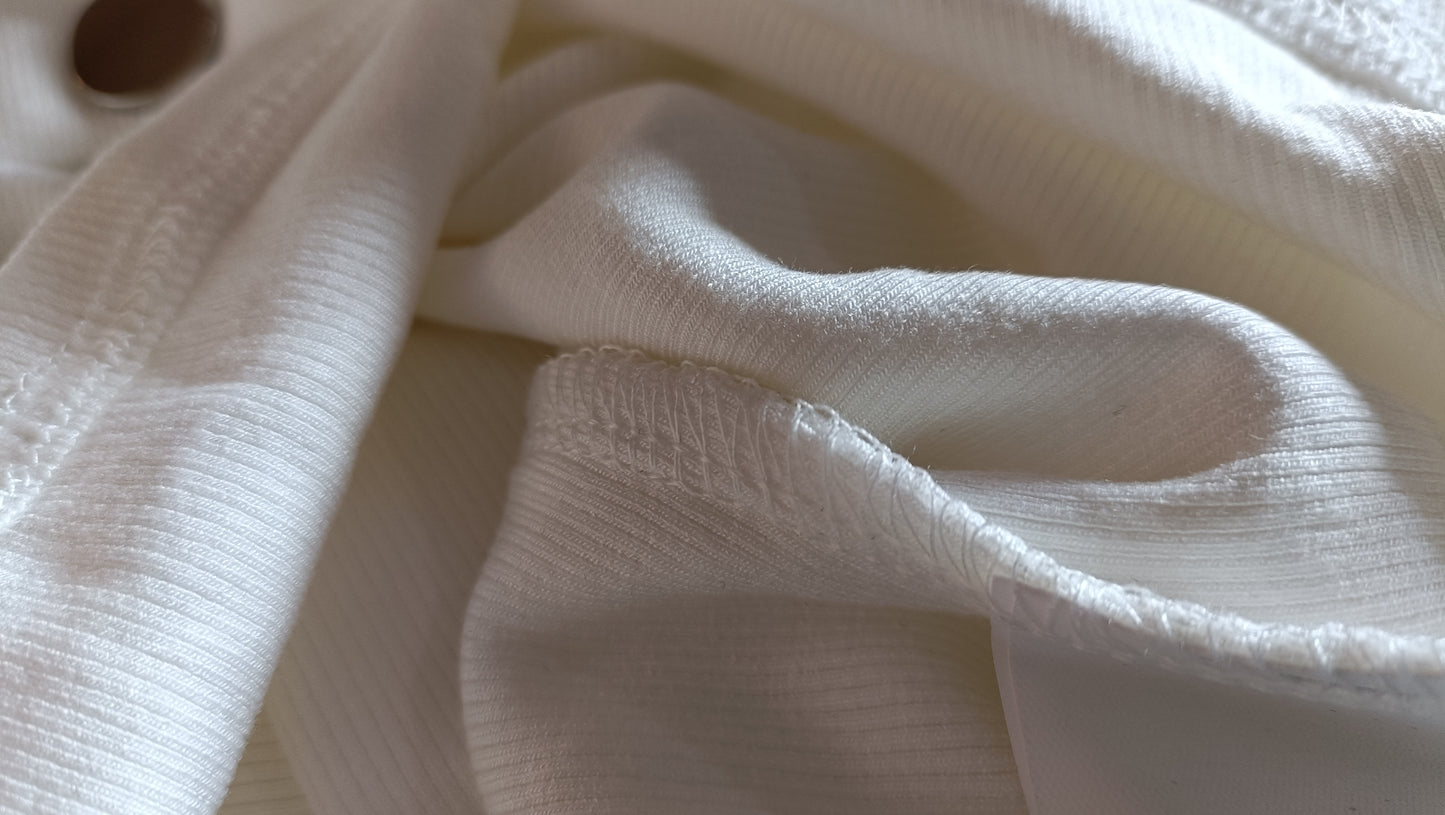White Long Sleeve Top with Metal Button Detail