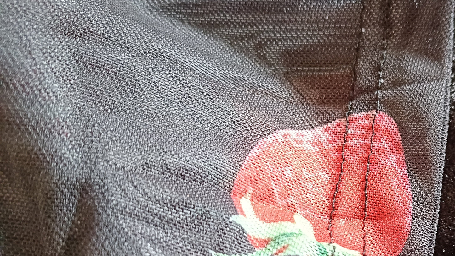 Semi Sheer Black Top with Strawberry Print