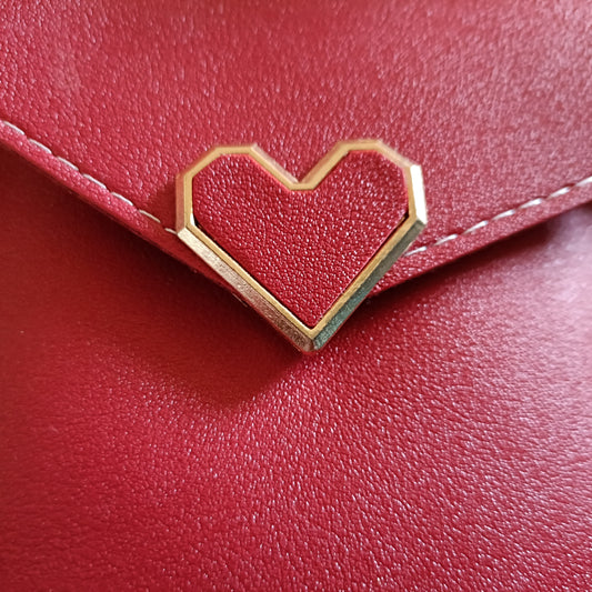 Red Cross Body Phone Bag with Metal Heart Closure