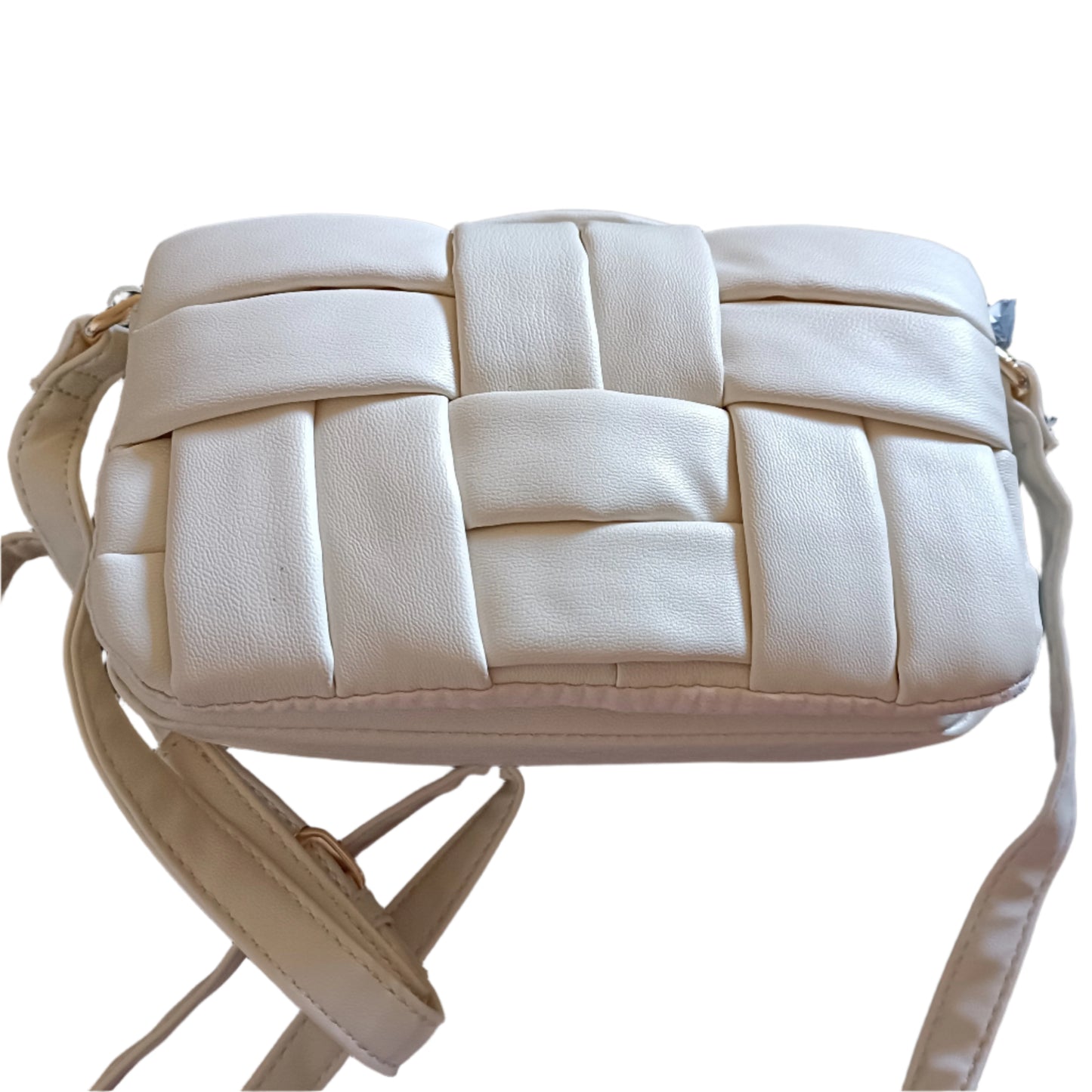 Cream Basket Weave Effect Front Shoulder Bag