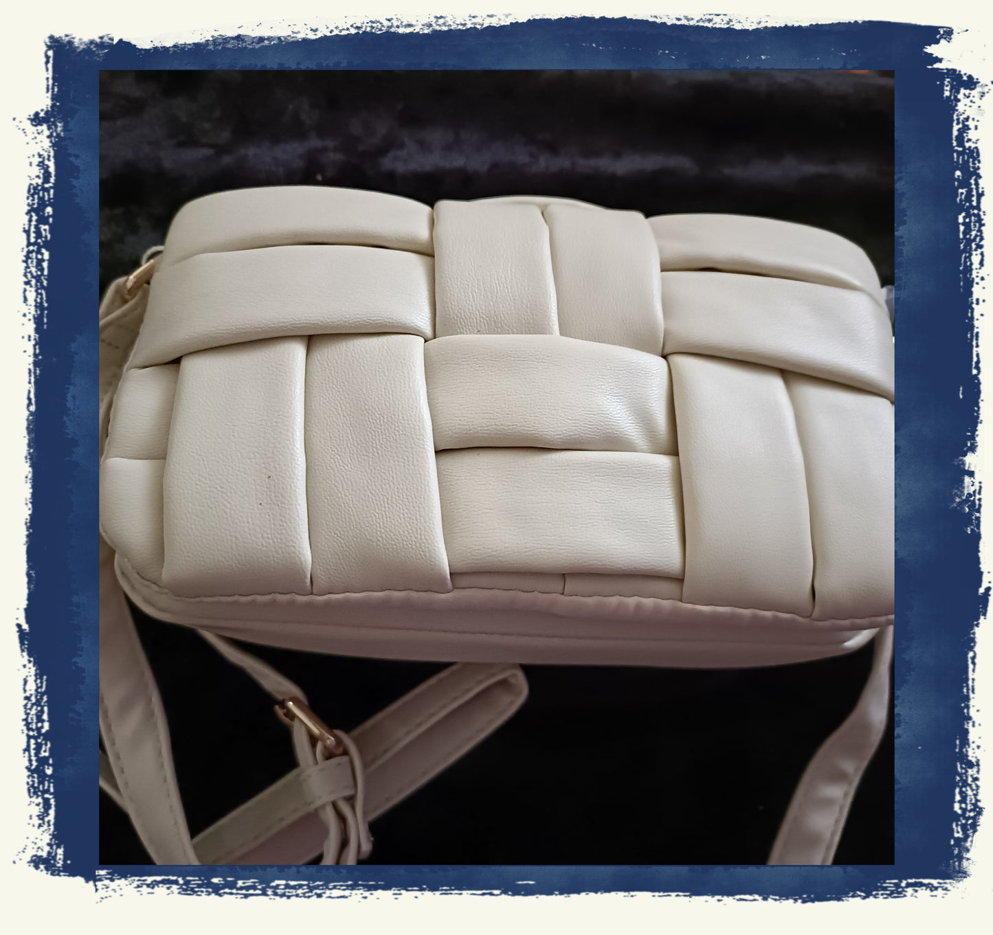 Cream Basket Weave Effect Front Shoulder Bag