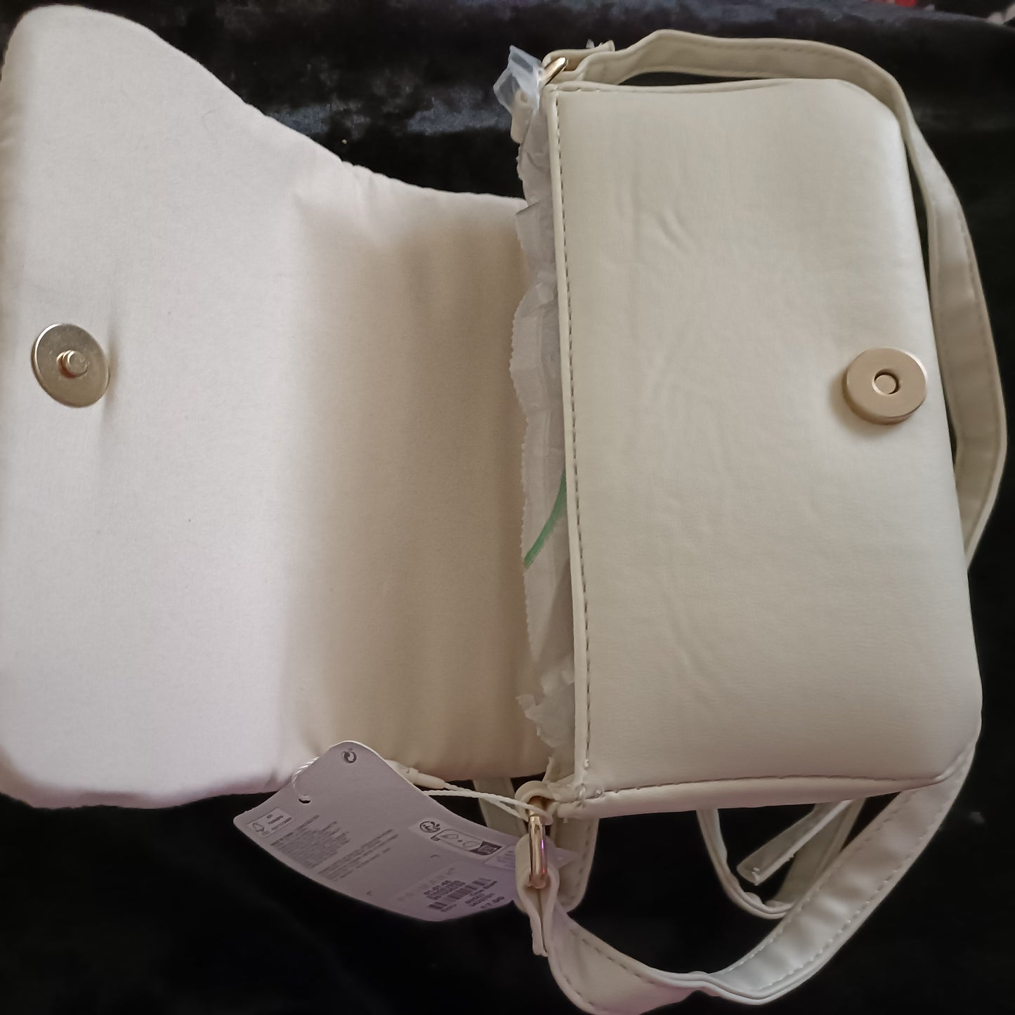 Cream Basket Weave Effect Front Shoulder Bag