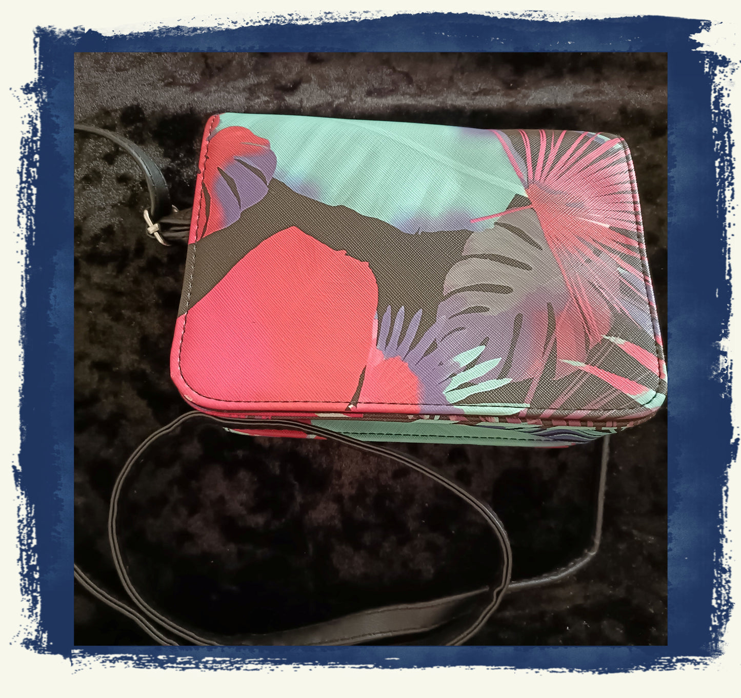 Shoulder Bag with Tropical Palm Leaf Design