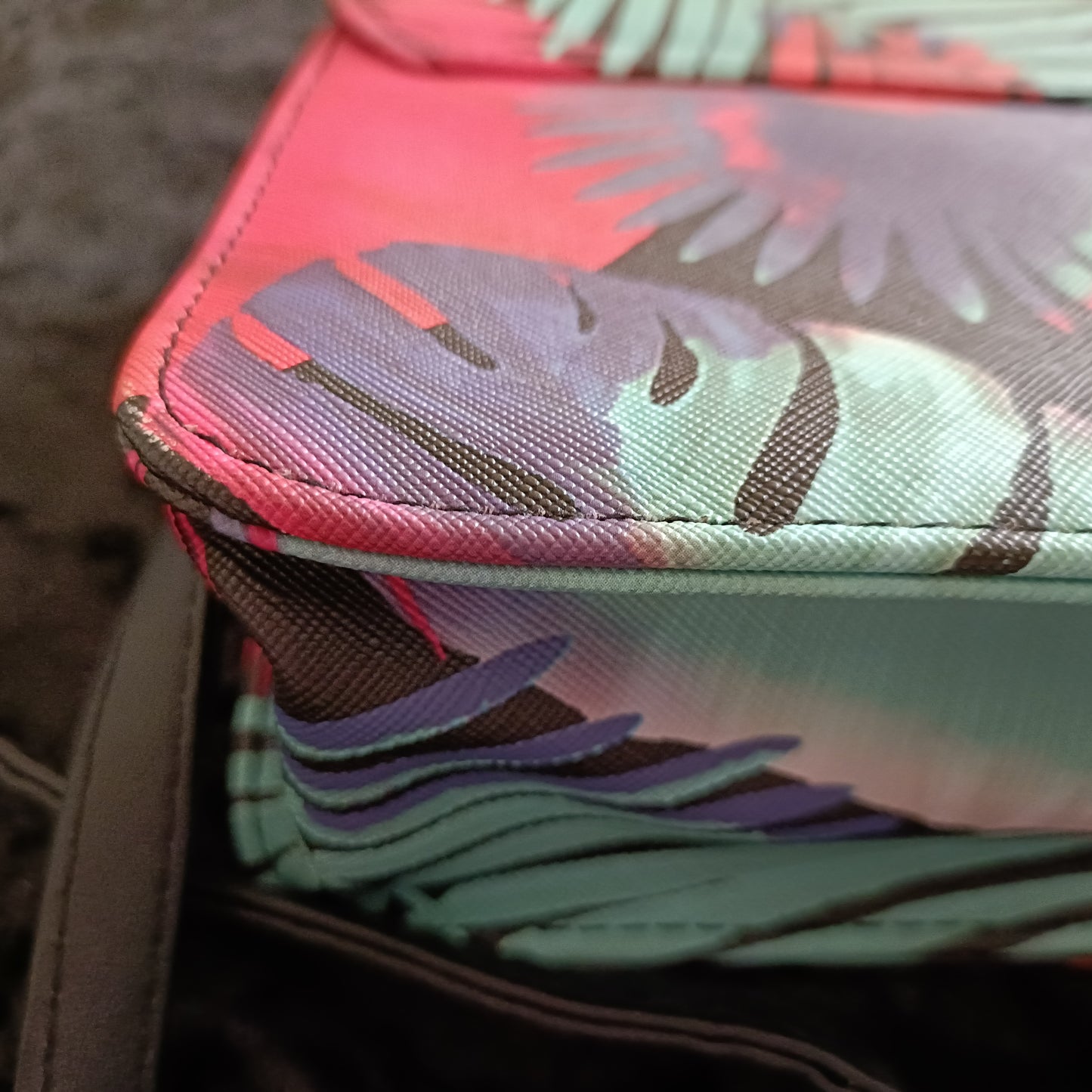 Shoulder Bag with Tropical Palm Leaf Design