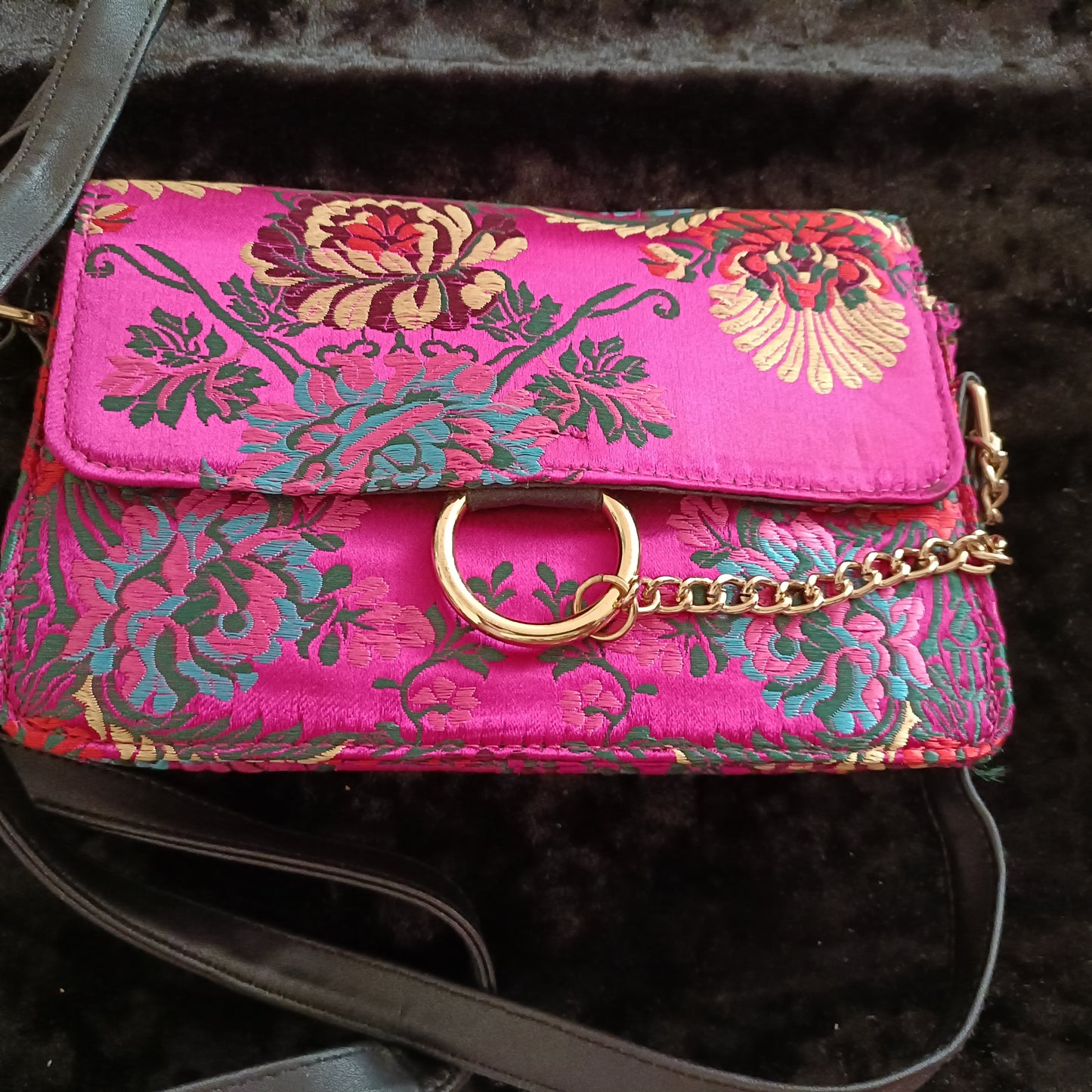 Hot Pink Oriental Style Embroidery Bag