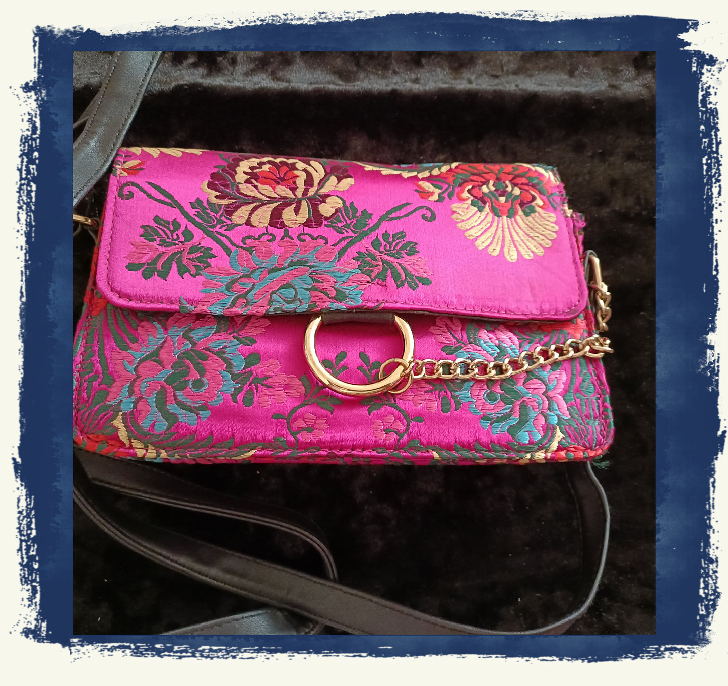 Hot Pink Oriental Style Embroidery Bag