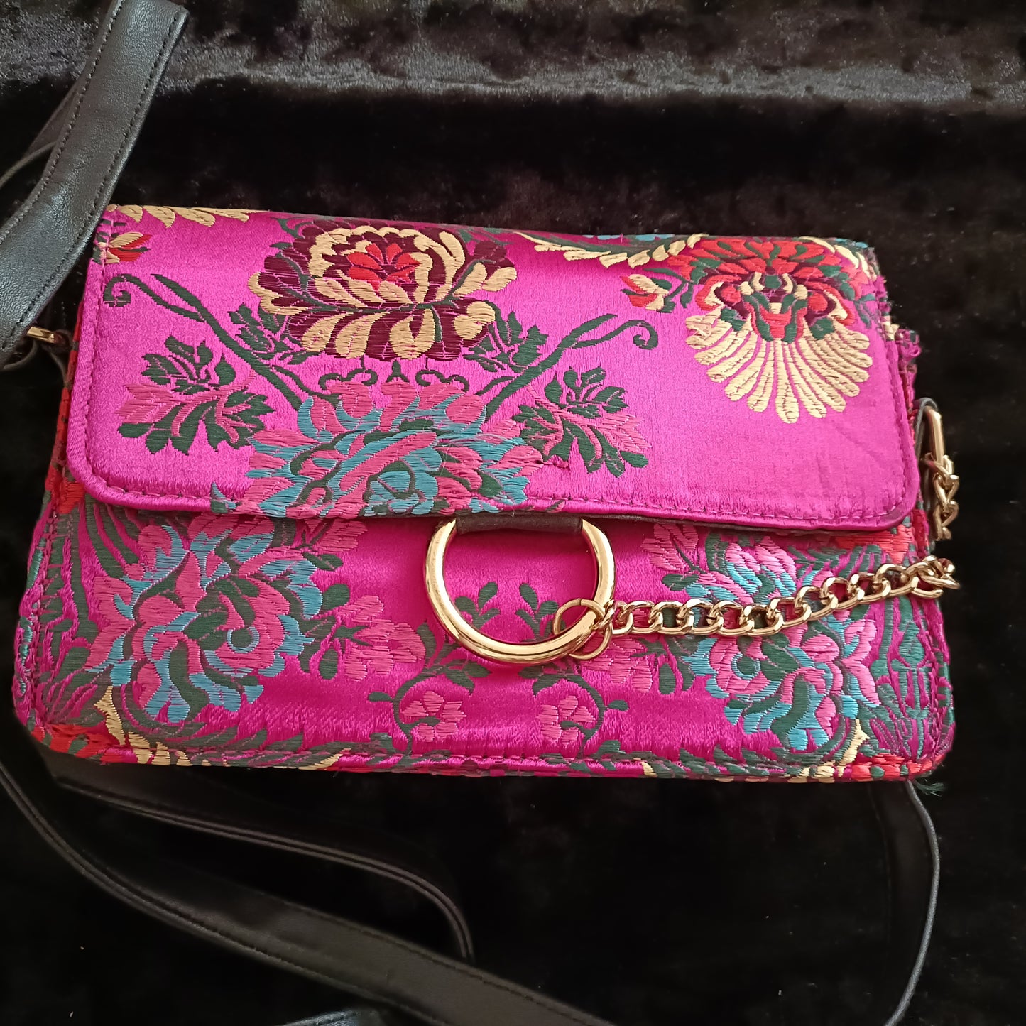 Hot Pink Oriental Style Embroidery Bag