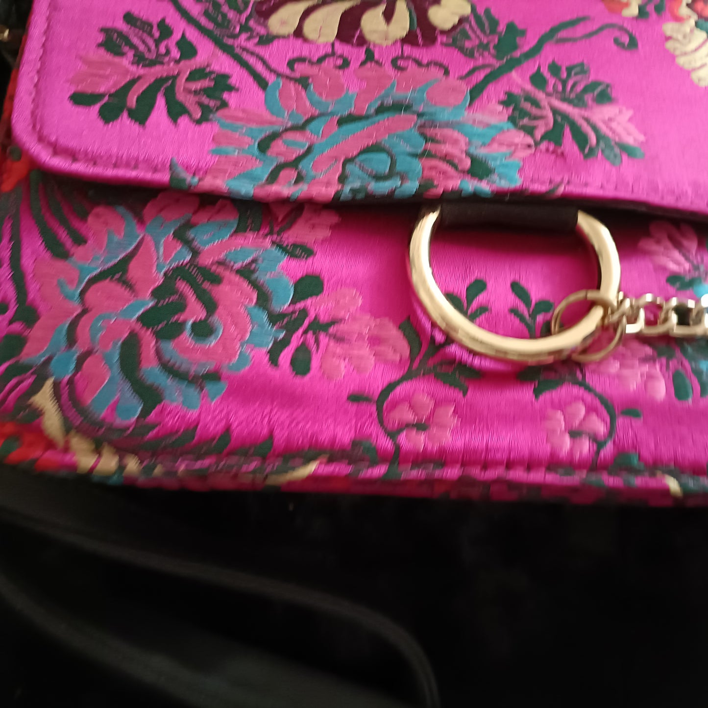 Hot Pink Oriental Style Embroidery Bag