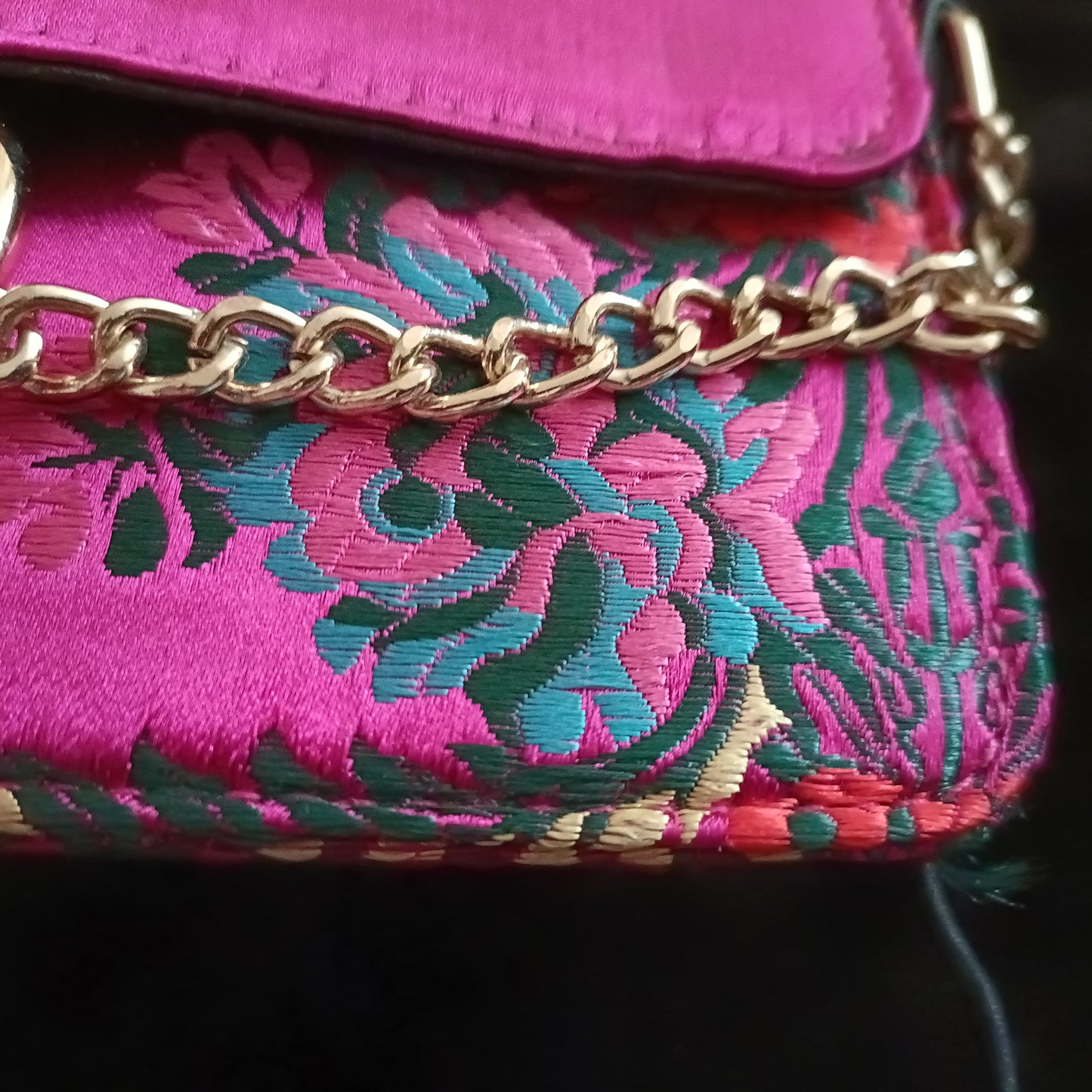 Hot Pink Oriental Style Embroidery Bag