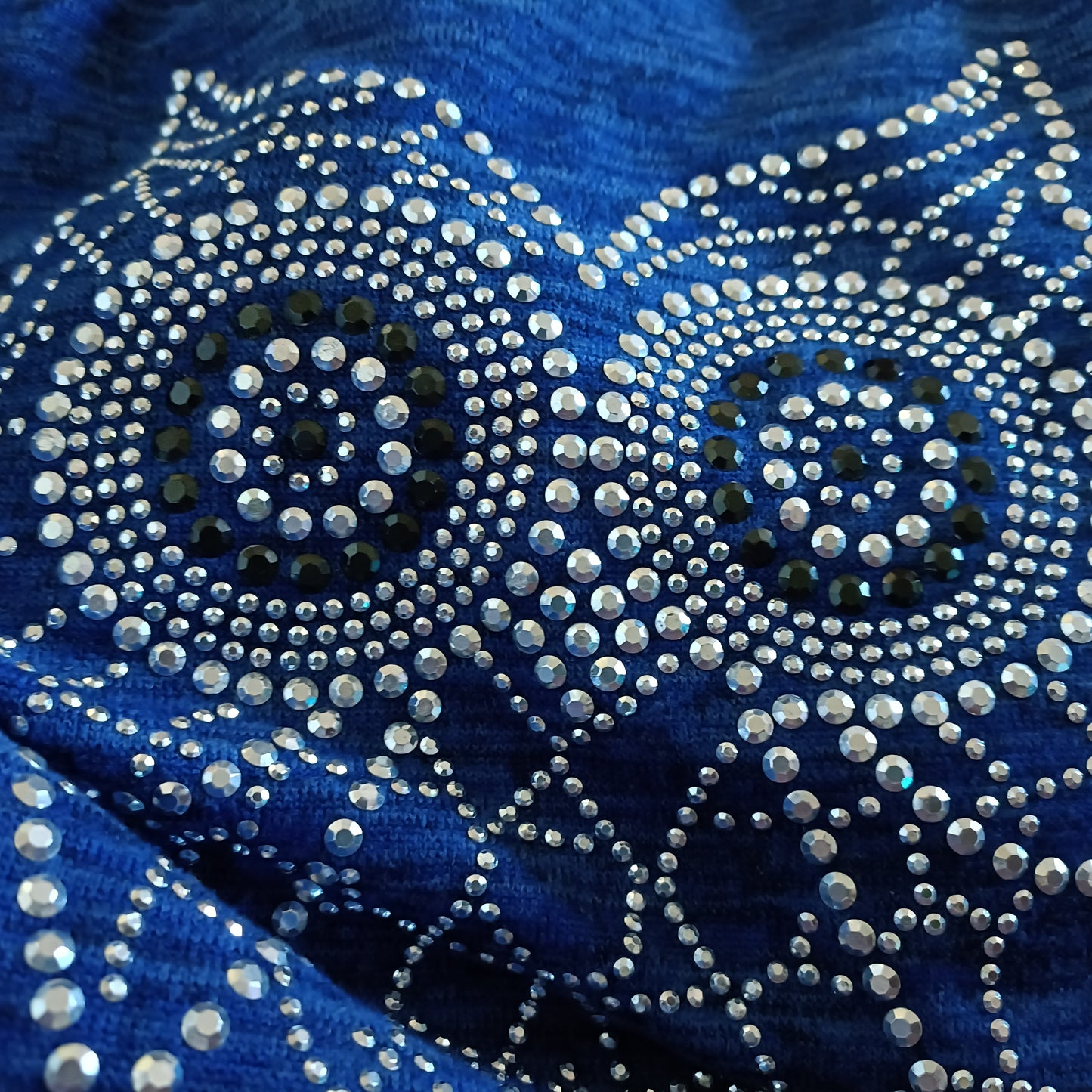 Blue Top with Sparkly Owl Motif and Zip Detail