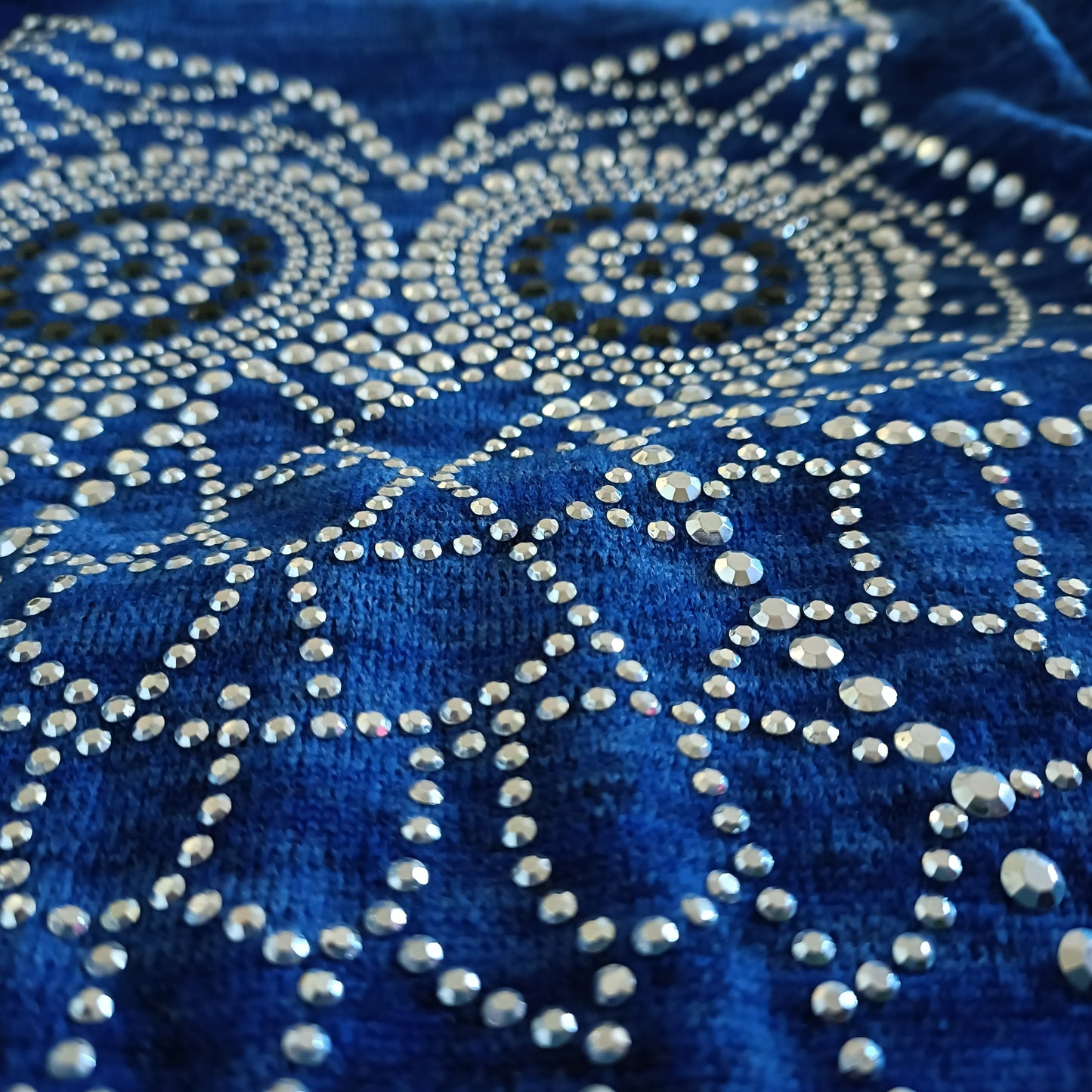 Blue Top with Sparkly Owl Motif and Zip Detail
