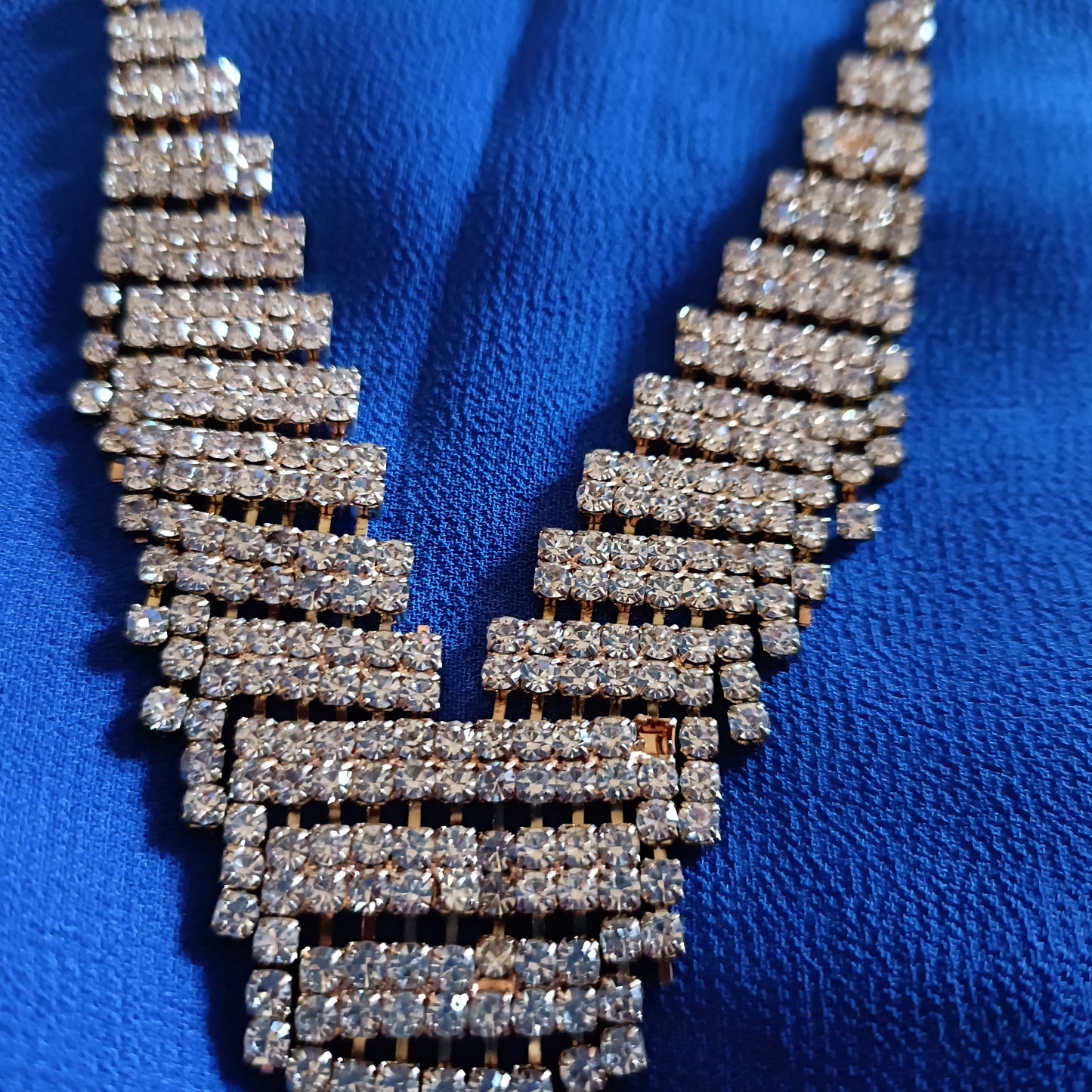 Blue Sleeveless Top with Necklace Detail