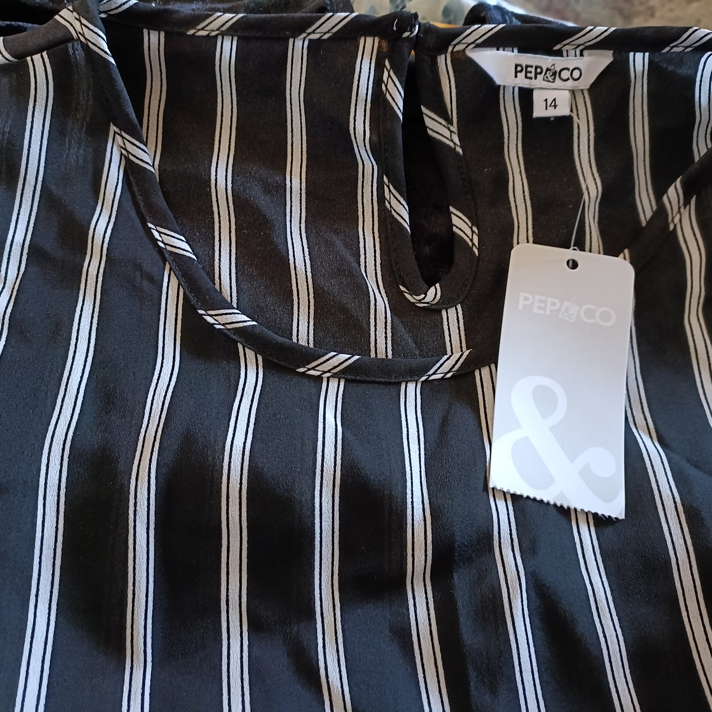 Black and White Striped Cold Shoulder Blouse