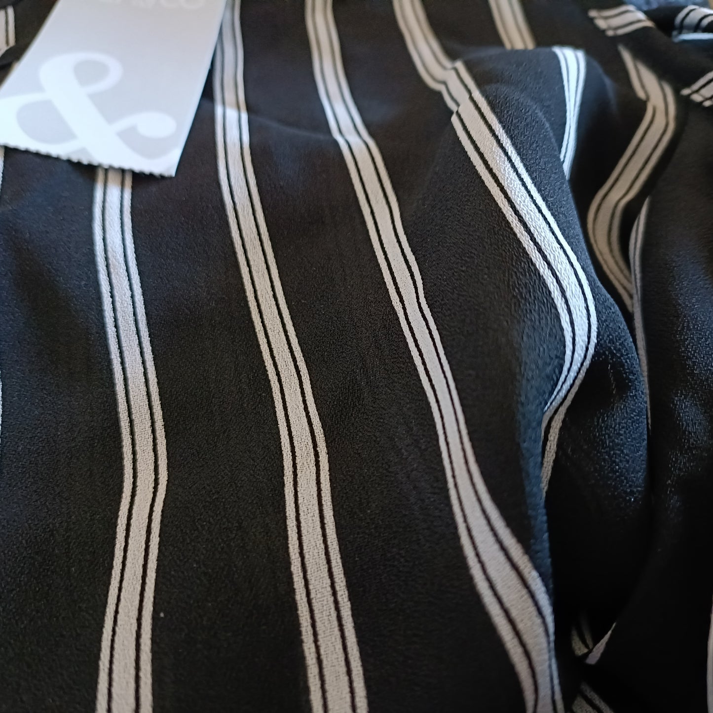 Black and White Striped Cold Shoulder Blouse