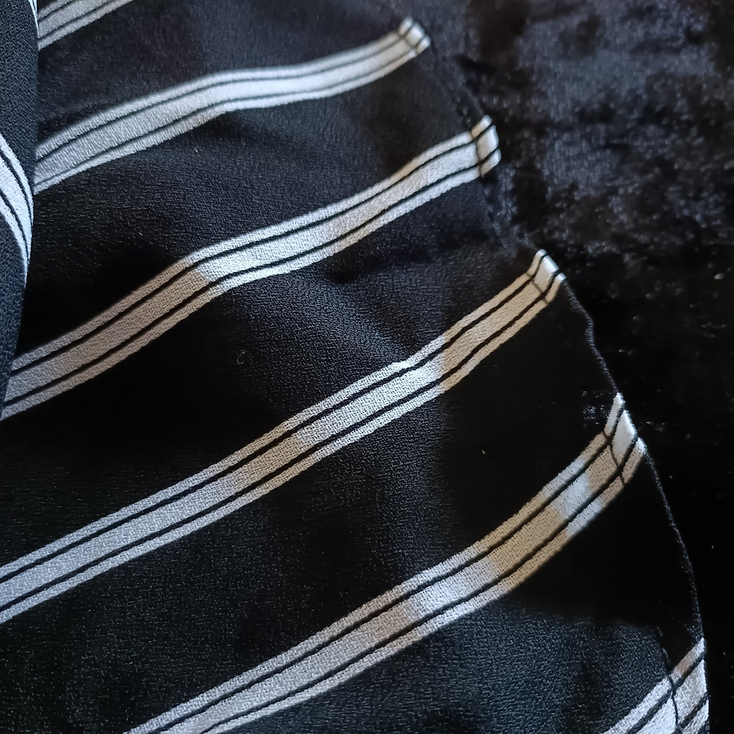 Black and White Striped Cold Shoulder Blouse