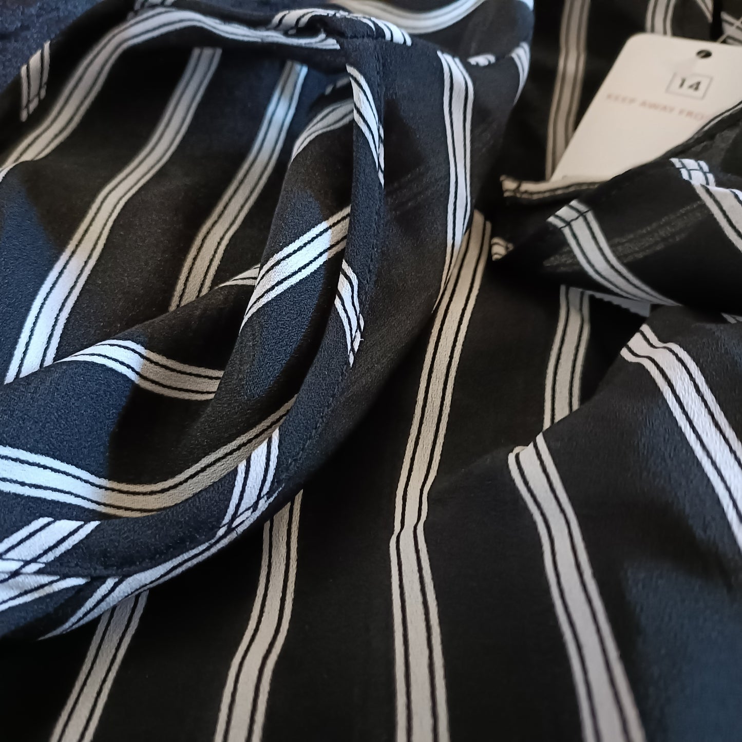 Black and White Striped Cold Shoulder Blouse