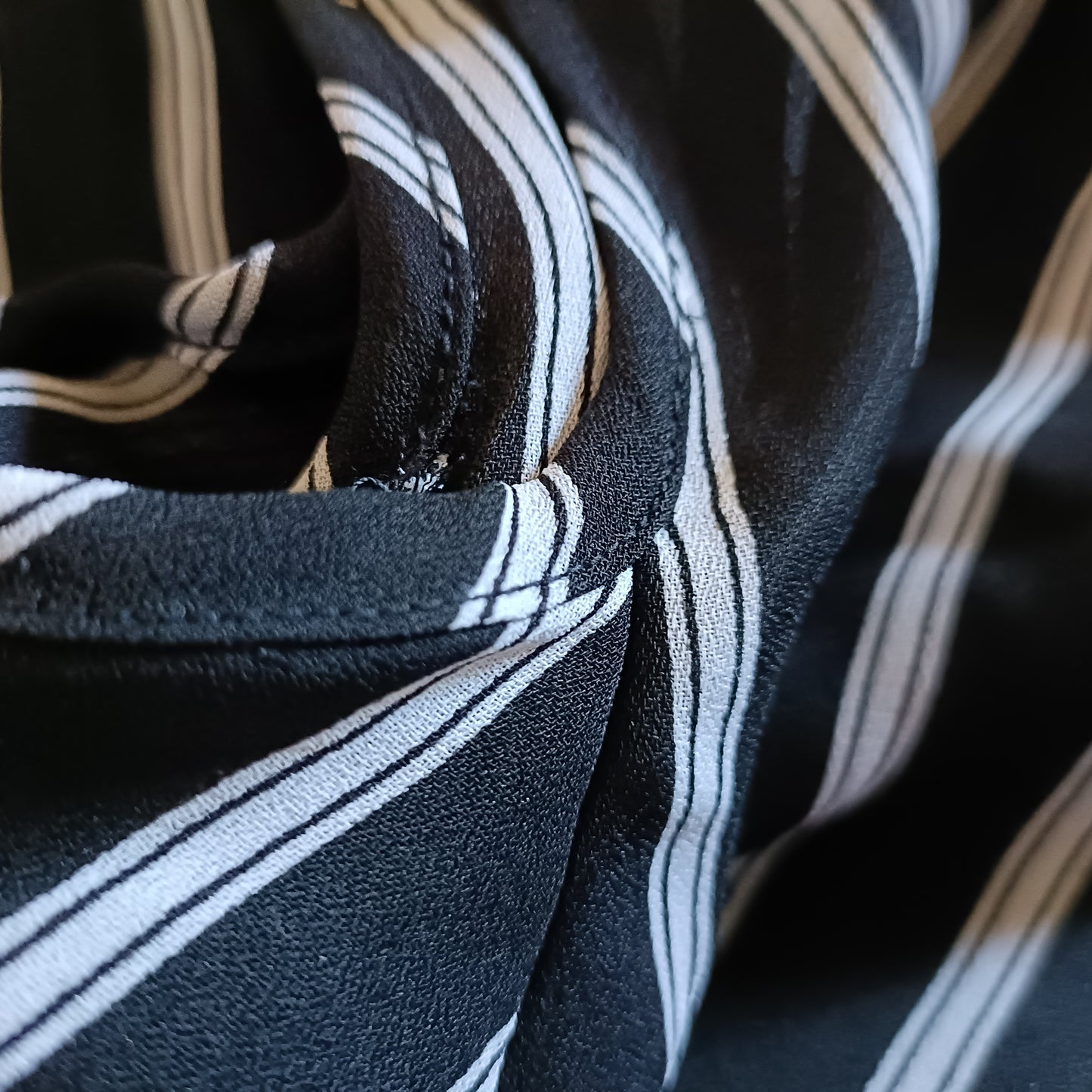 Black and White Striped Cold Shoulder Blouse
